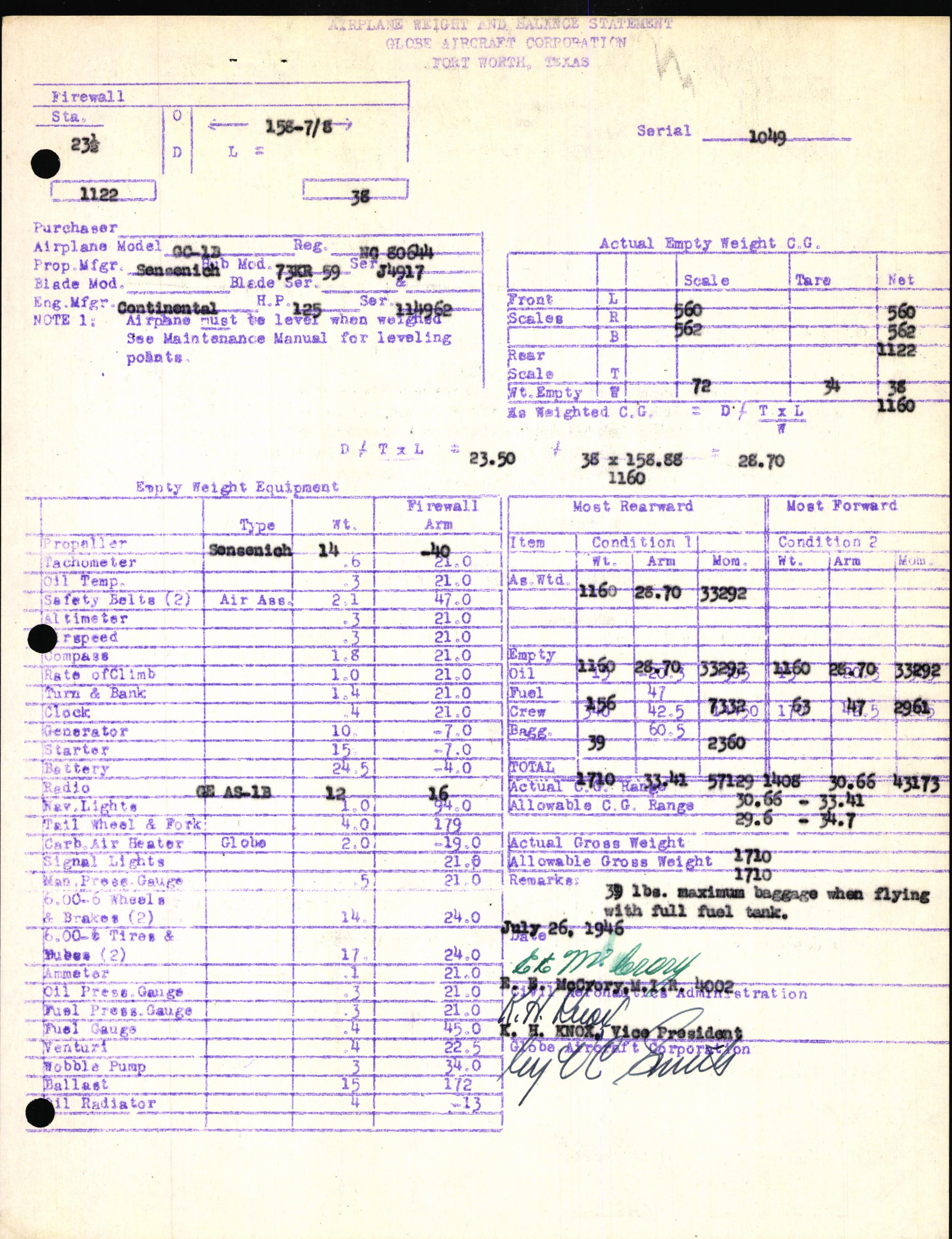 Sample page 5 from AirCorps Library document: Technical Information for Serial Number 1049