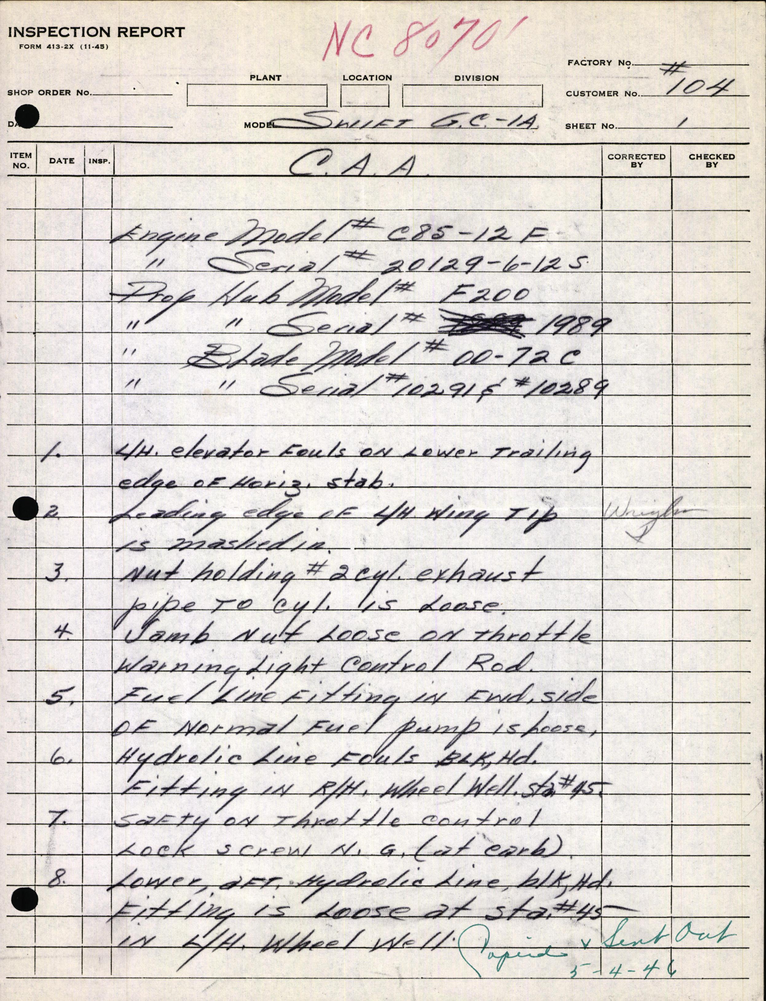 Sample page 13 from AirCorps Library document: Technical Information for Serial Number 104