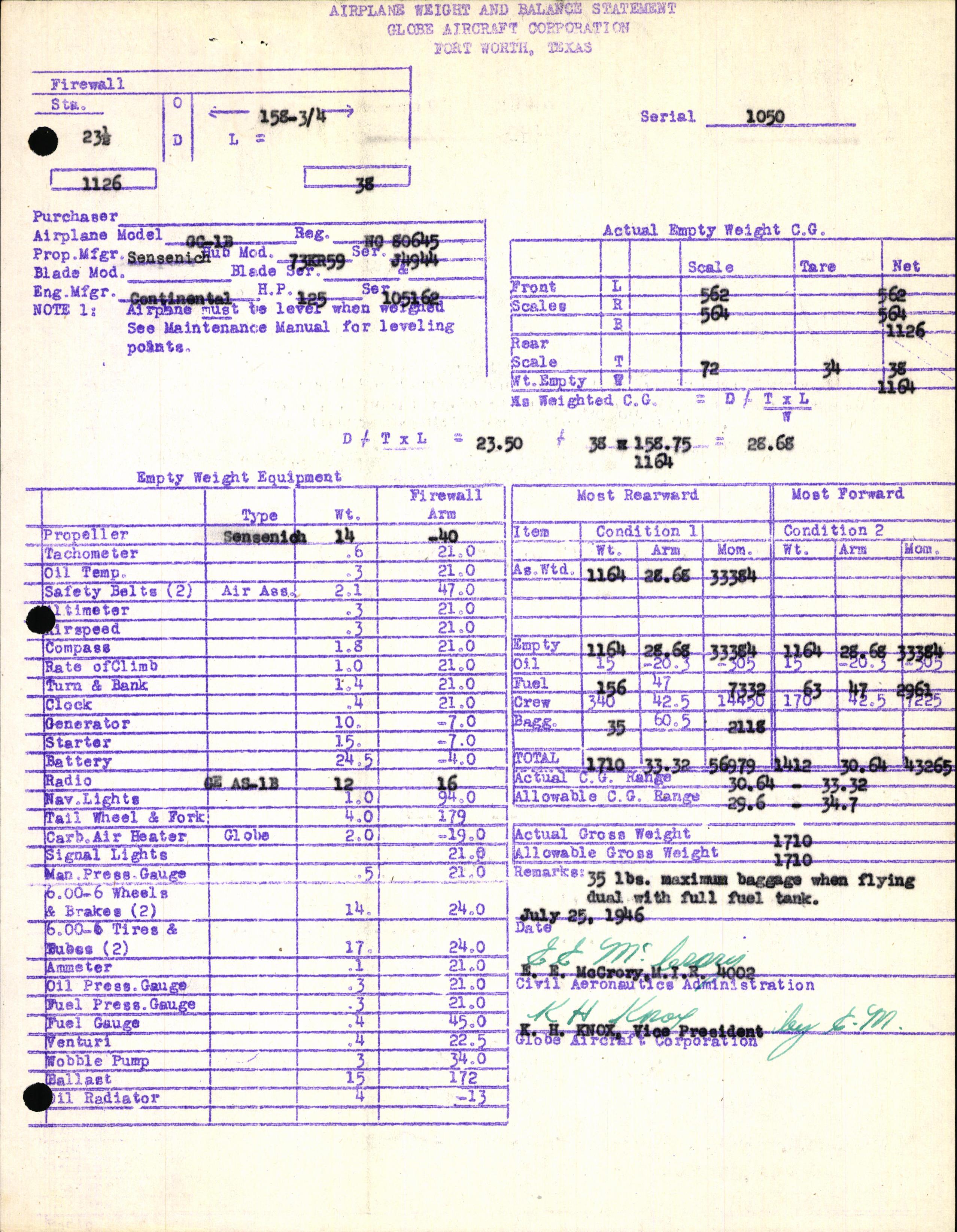 Sample page 7 from AirCorps Library document: Technical Information for Serial Number 1050