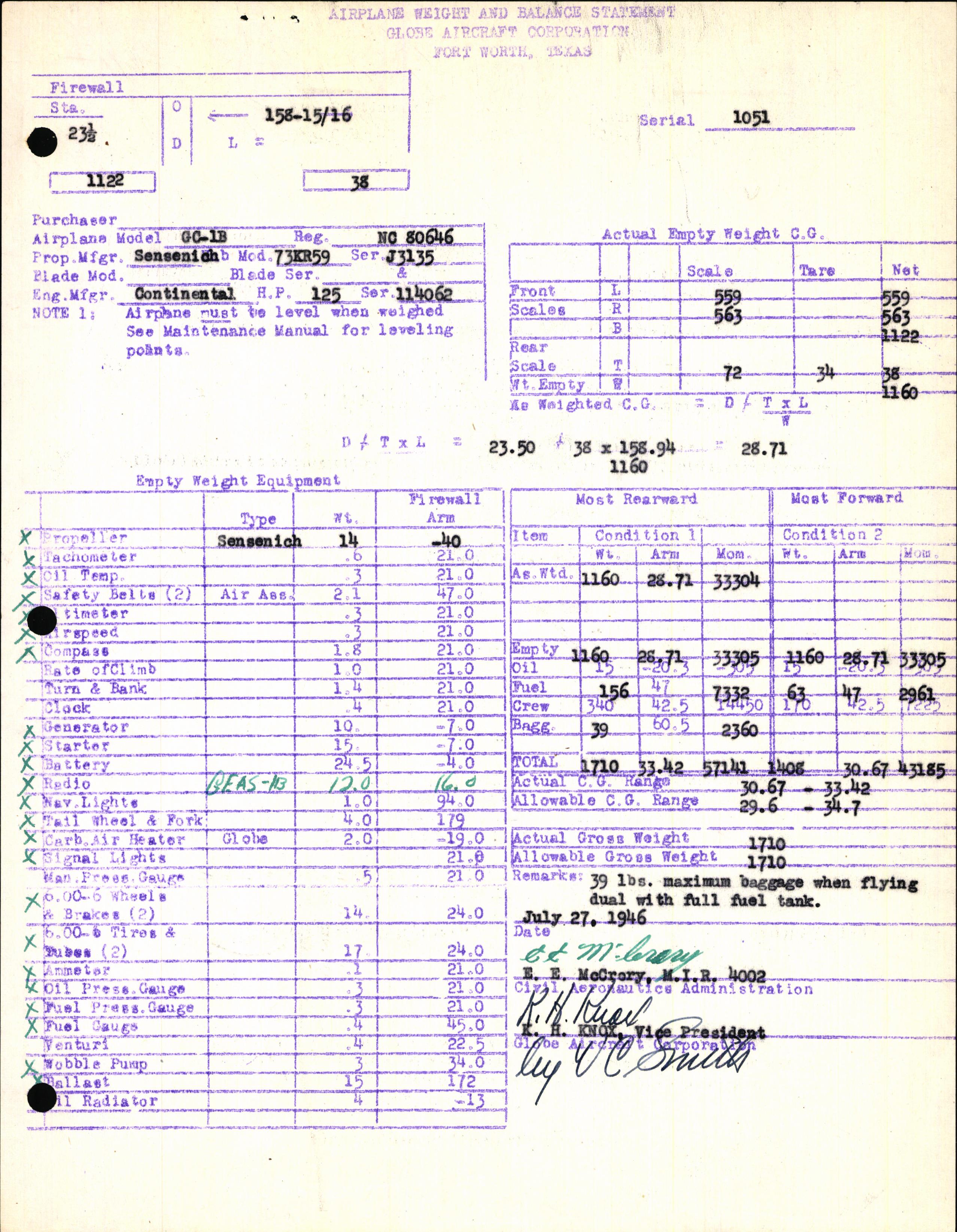Sample page 7 from AirCorps Library document: Technical Information for Serial Number 1051