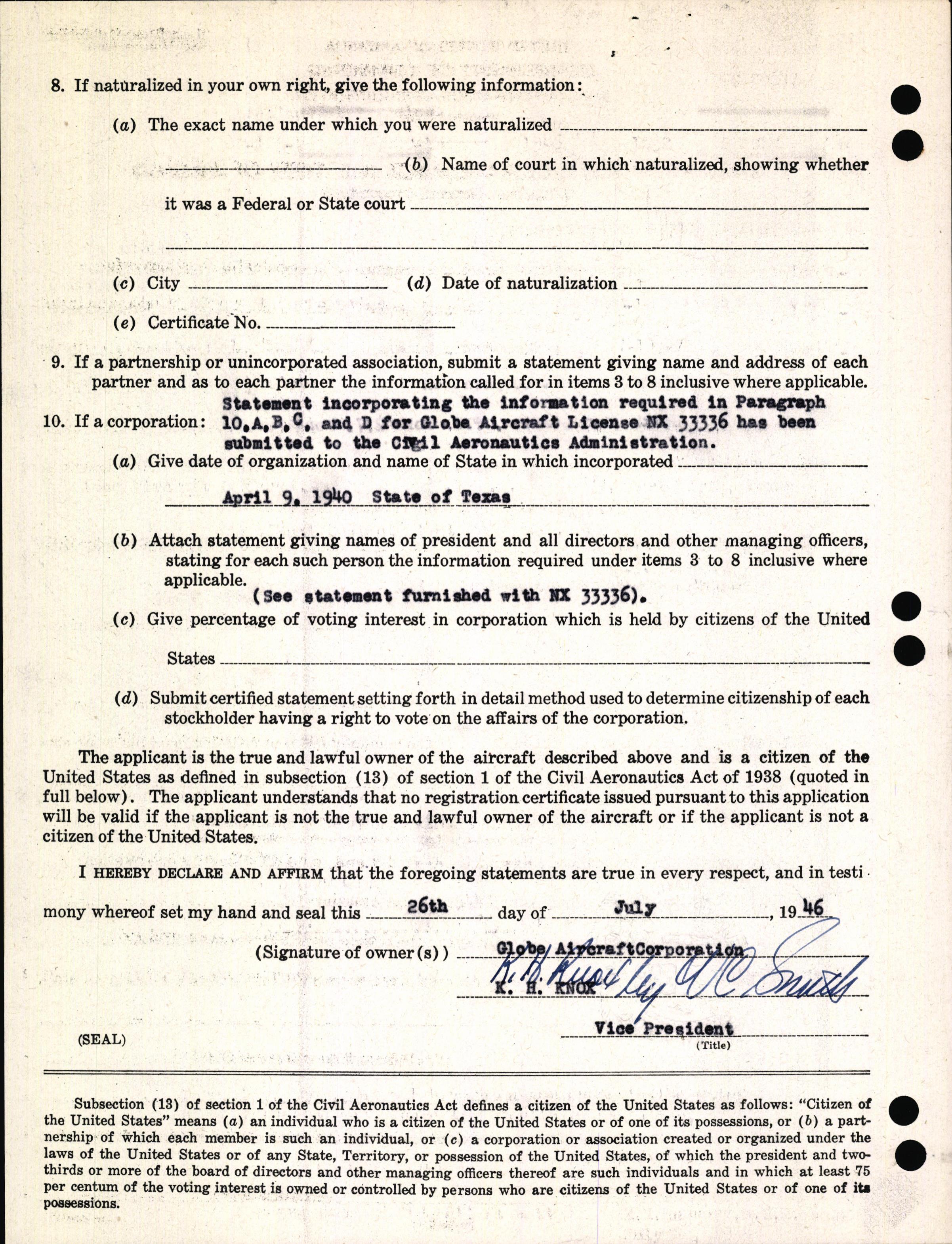 Sample page 4 from AirCorps Library document: Technical Information for Serial Number 1052