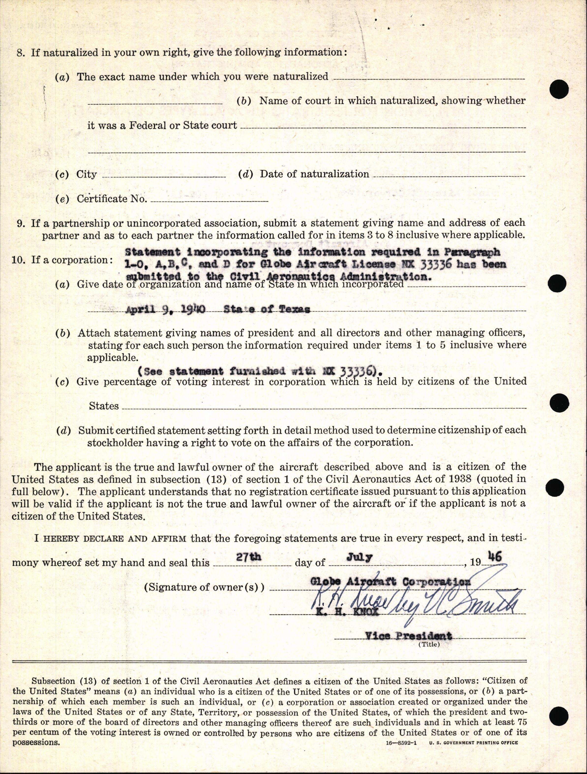 Sample page 4 from AirCorps Library document: Technical Information for Serial Number 1054