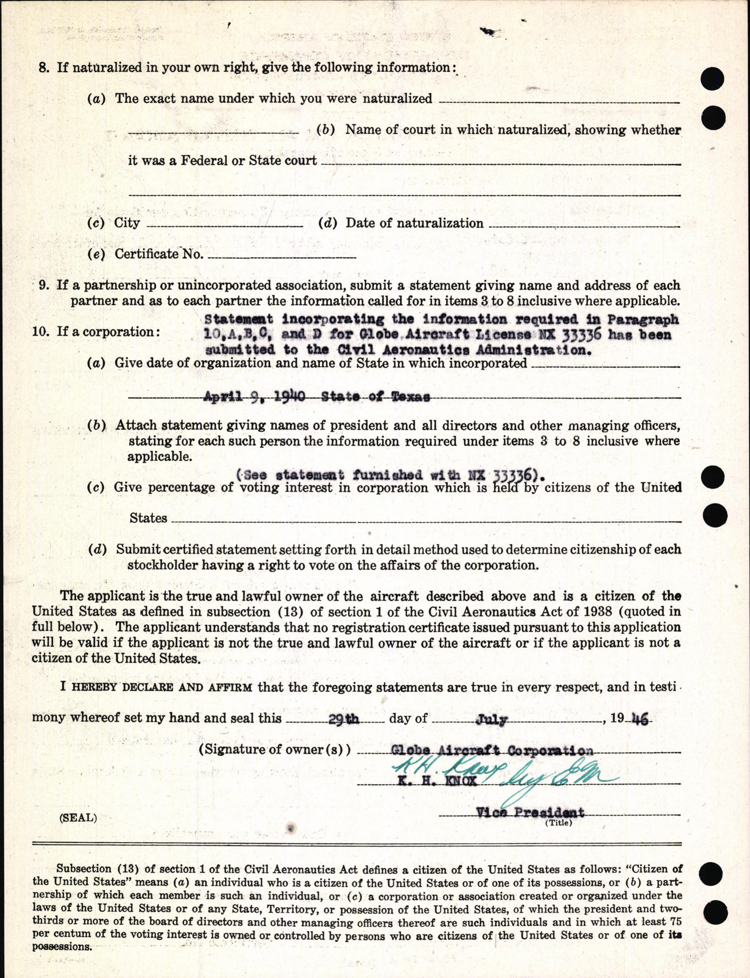 Sample page 4 from AirCorps Library document: Technical Information for Serial Number 1056