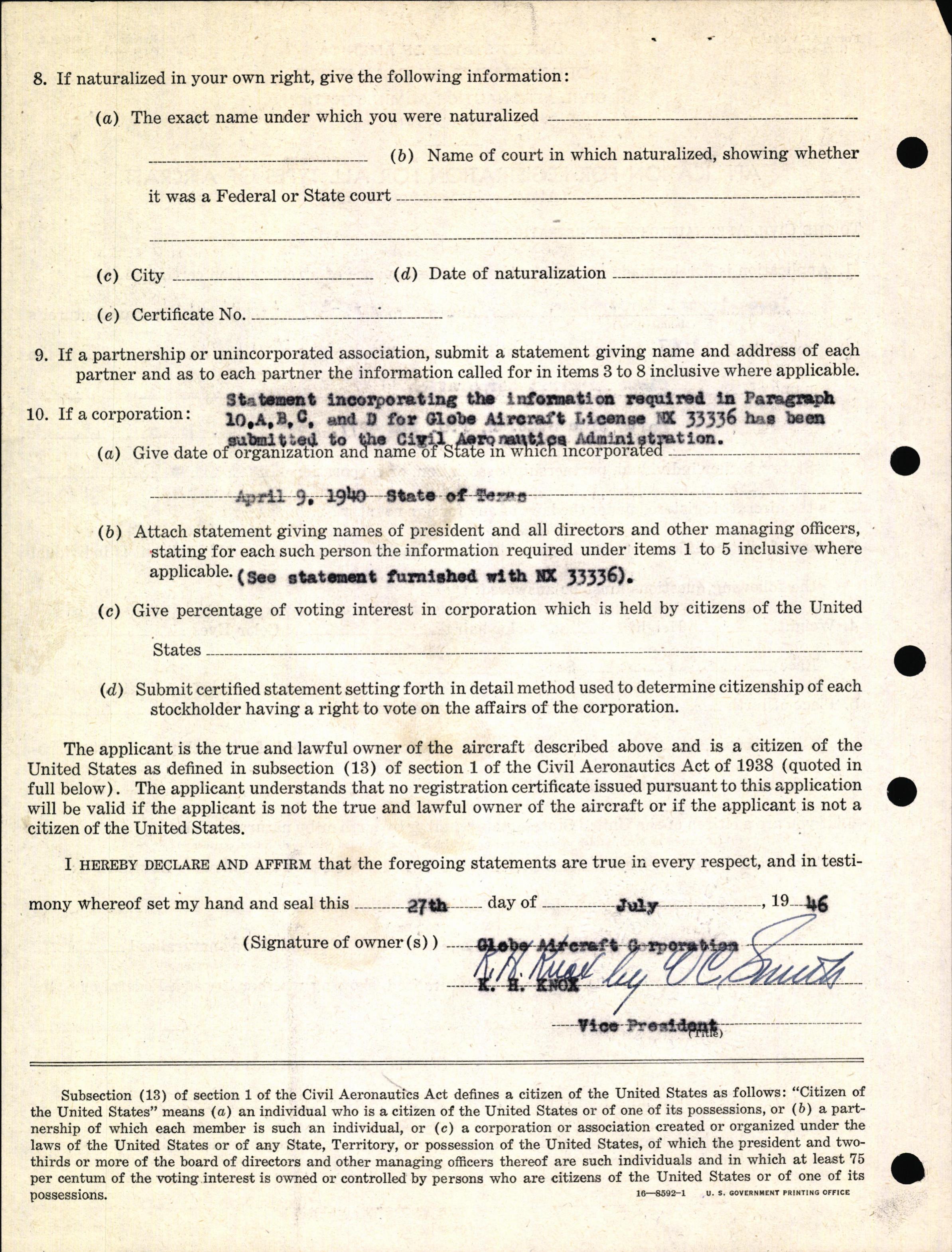 Sample page 4 from AirCorps Library document: Technical Information for Serial Number 1057