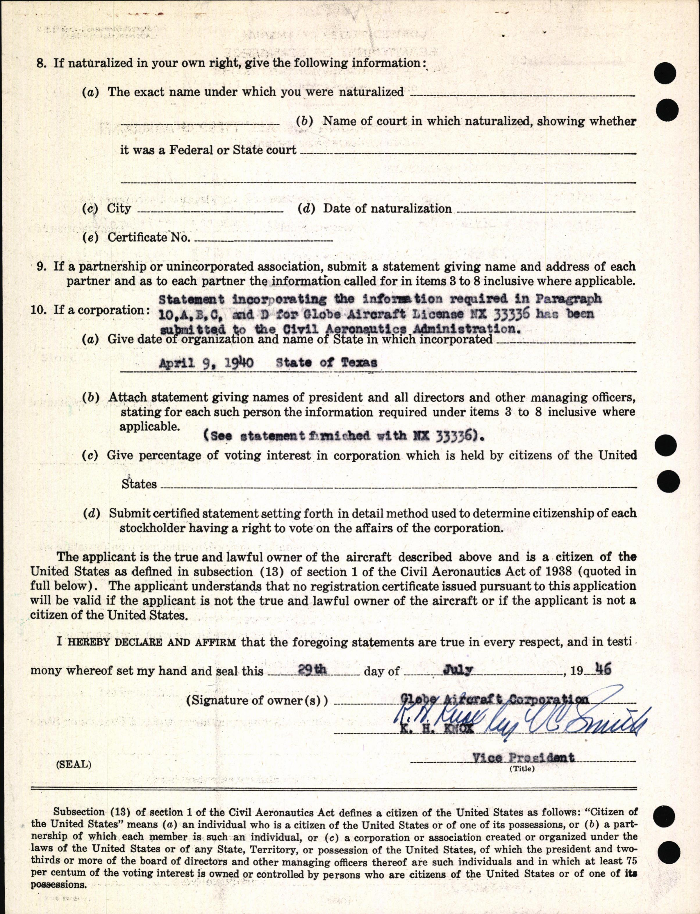 Sample page 4 from AirCorps Library document: Technical Information for Serial Number 1058