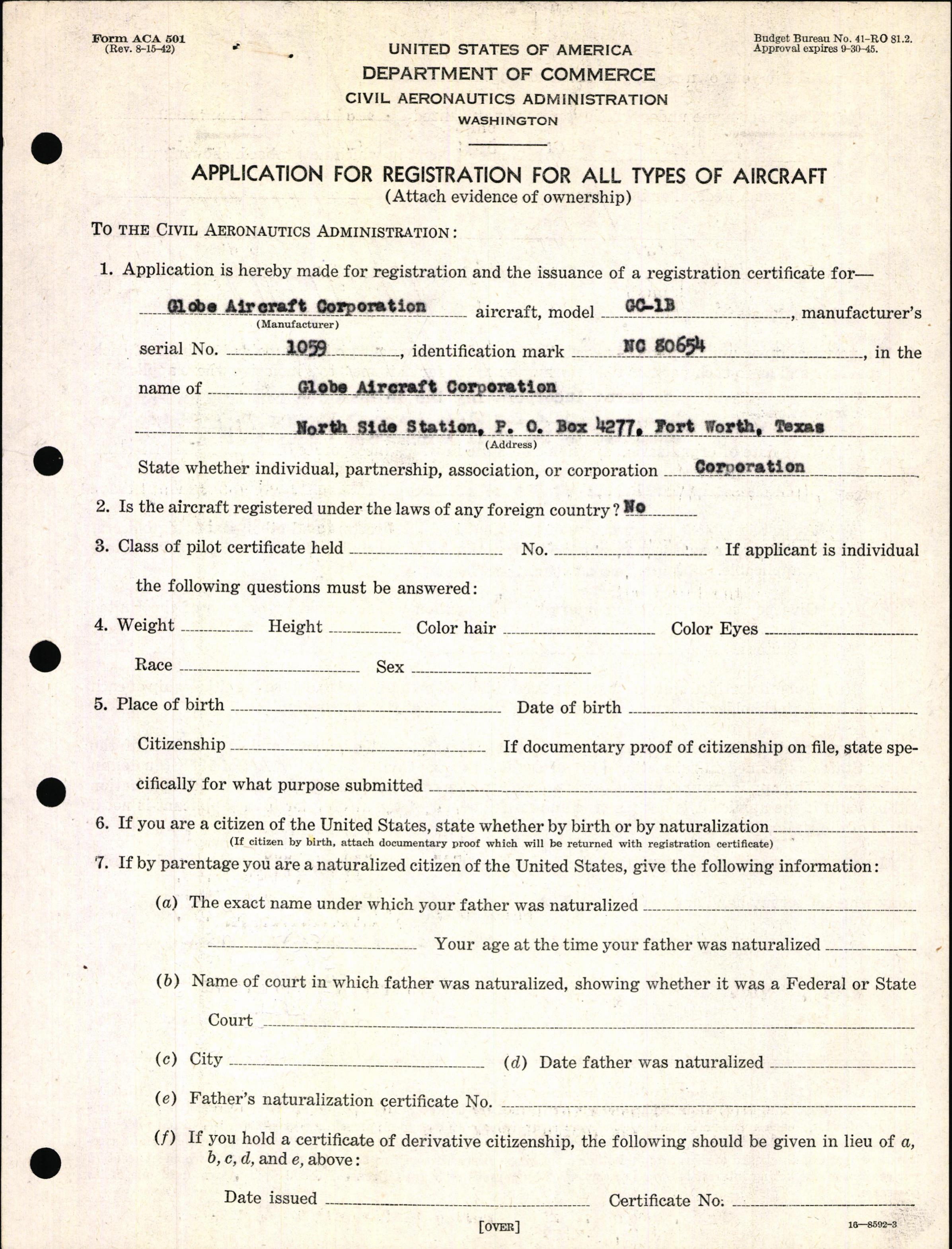 Sample page 3 from AirCorps Library document: Technical Information for Serial Number 1059