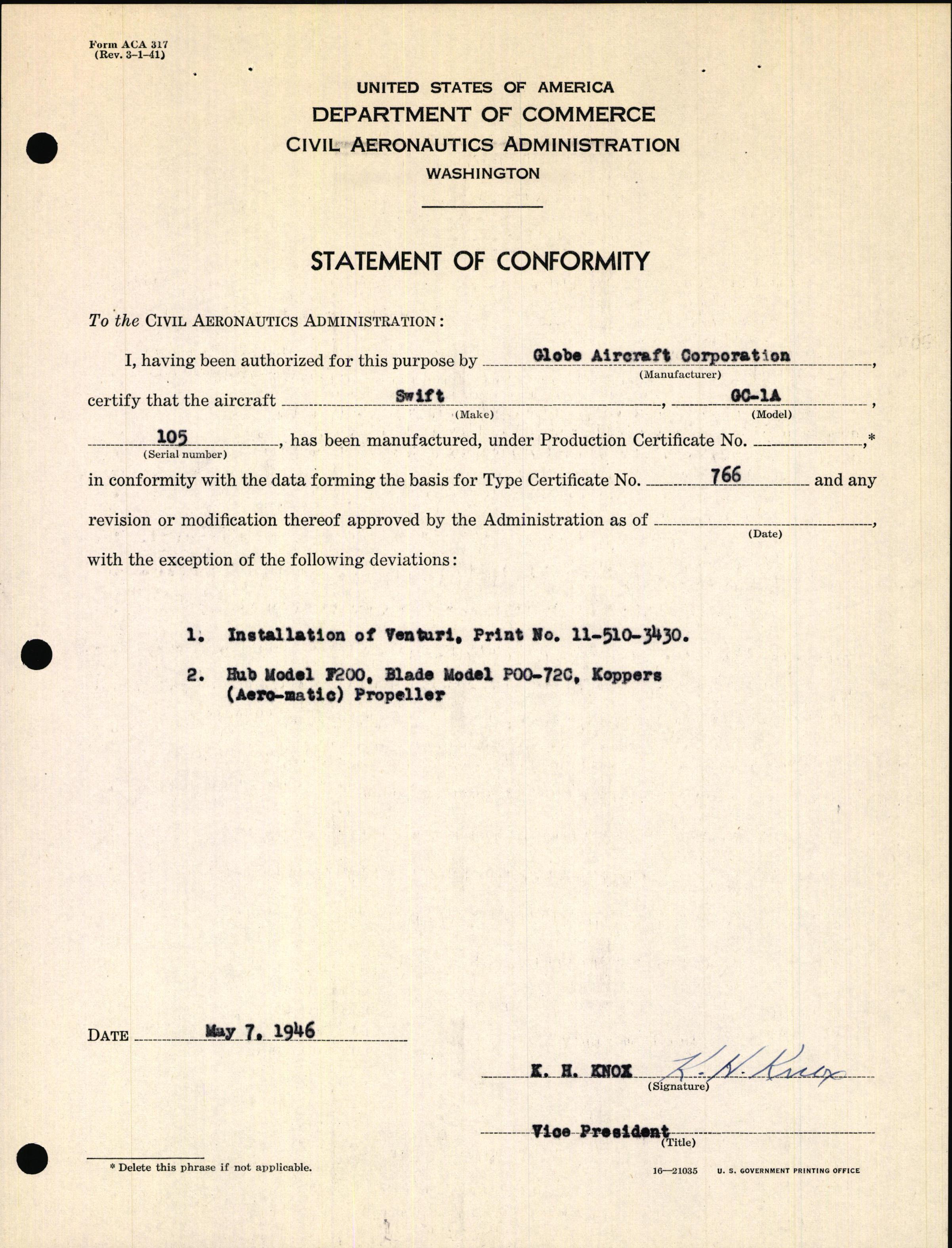 Sample page 13 from AirCorps Library document: Technical Information for Serial Number 105