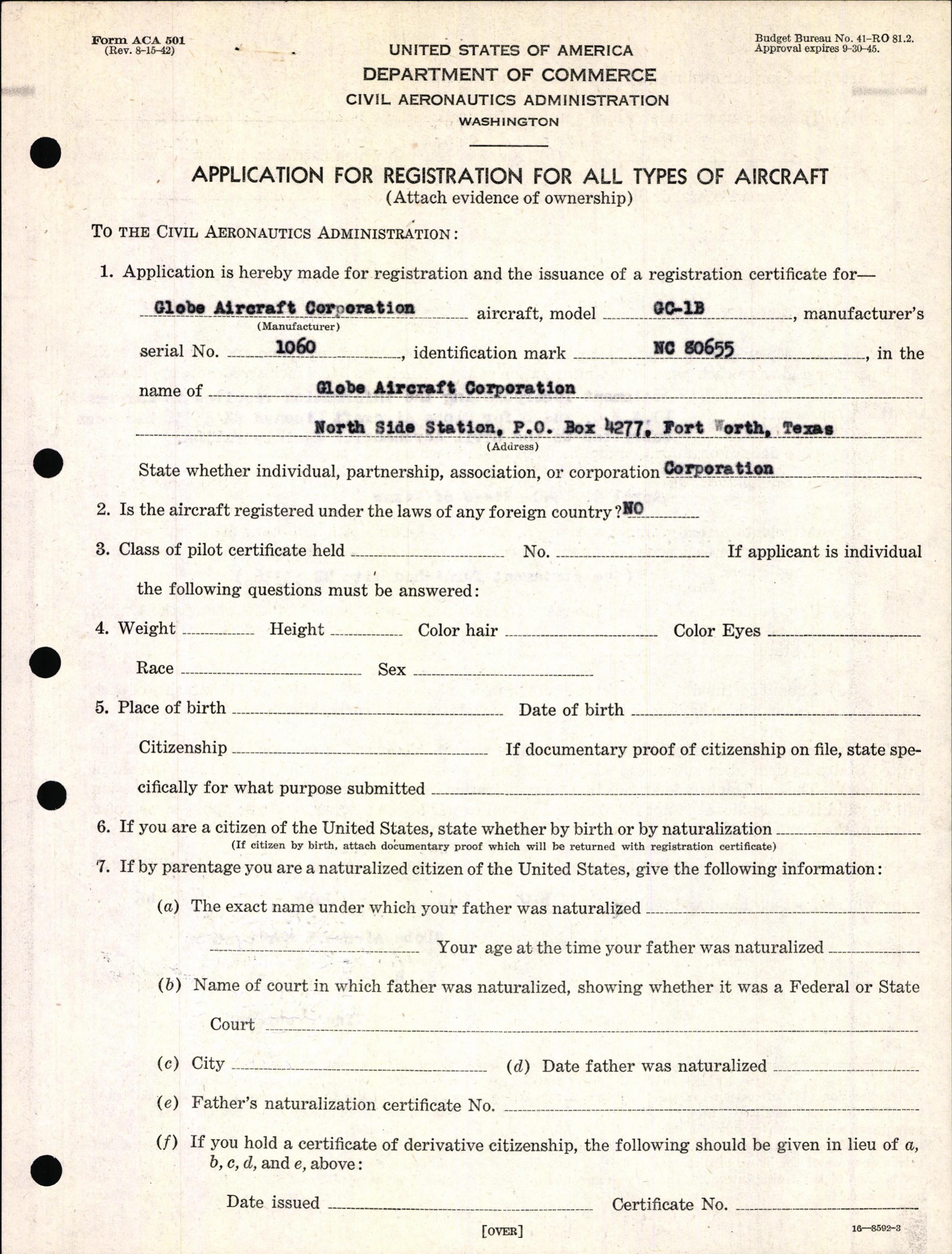 Sample page 3 from AirCorps Library document: Technical Information for Serial Number 1060