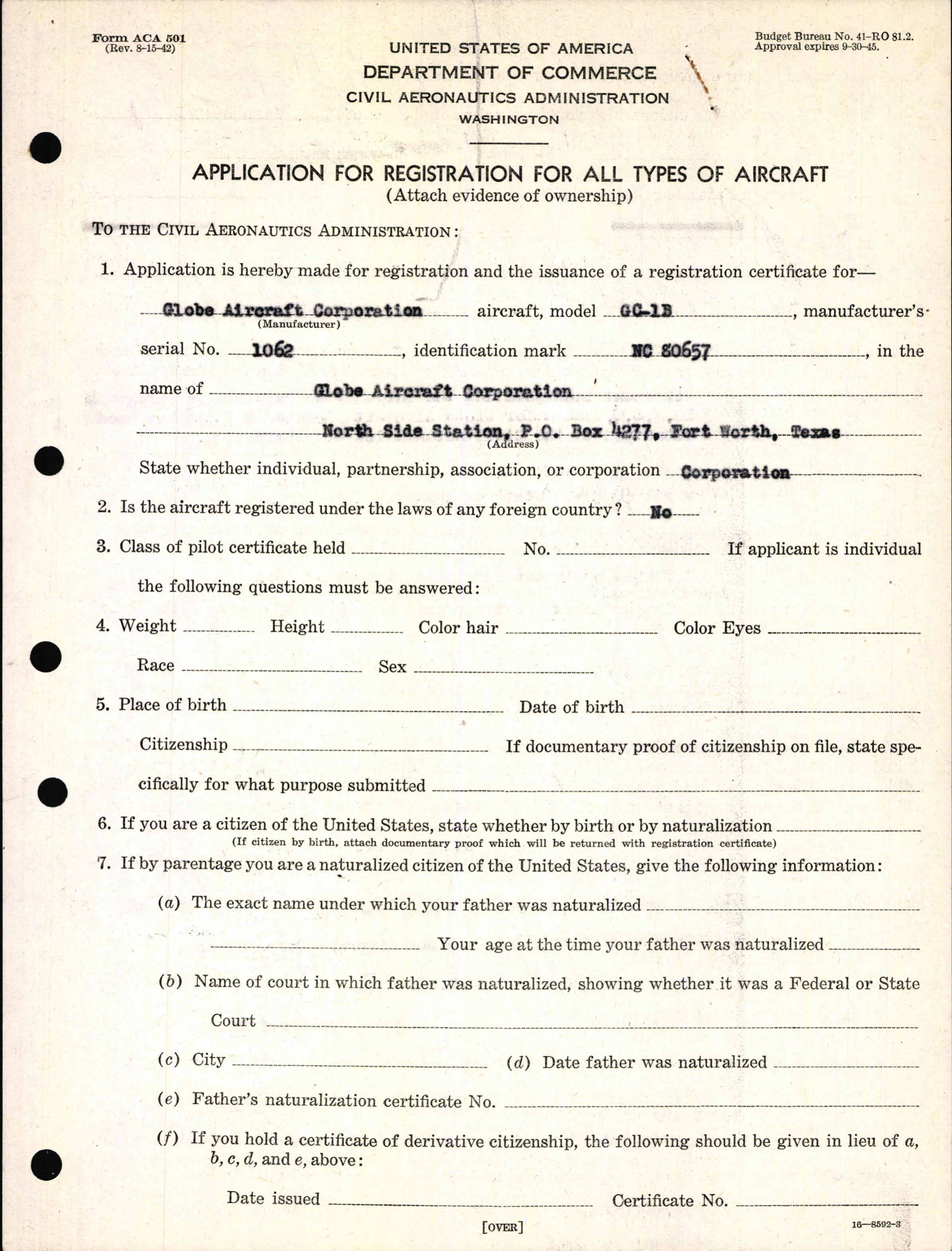 Sample page 3 from AirCorps Library document: Technical Information for Serial Number 1062