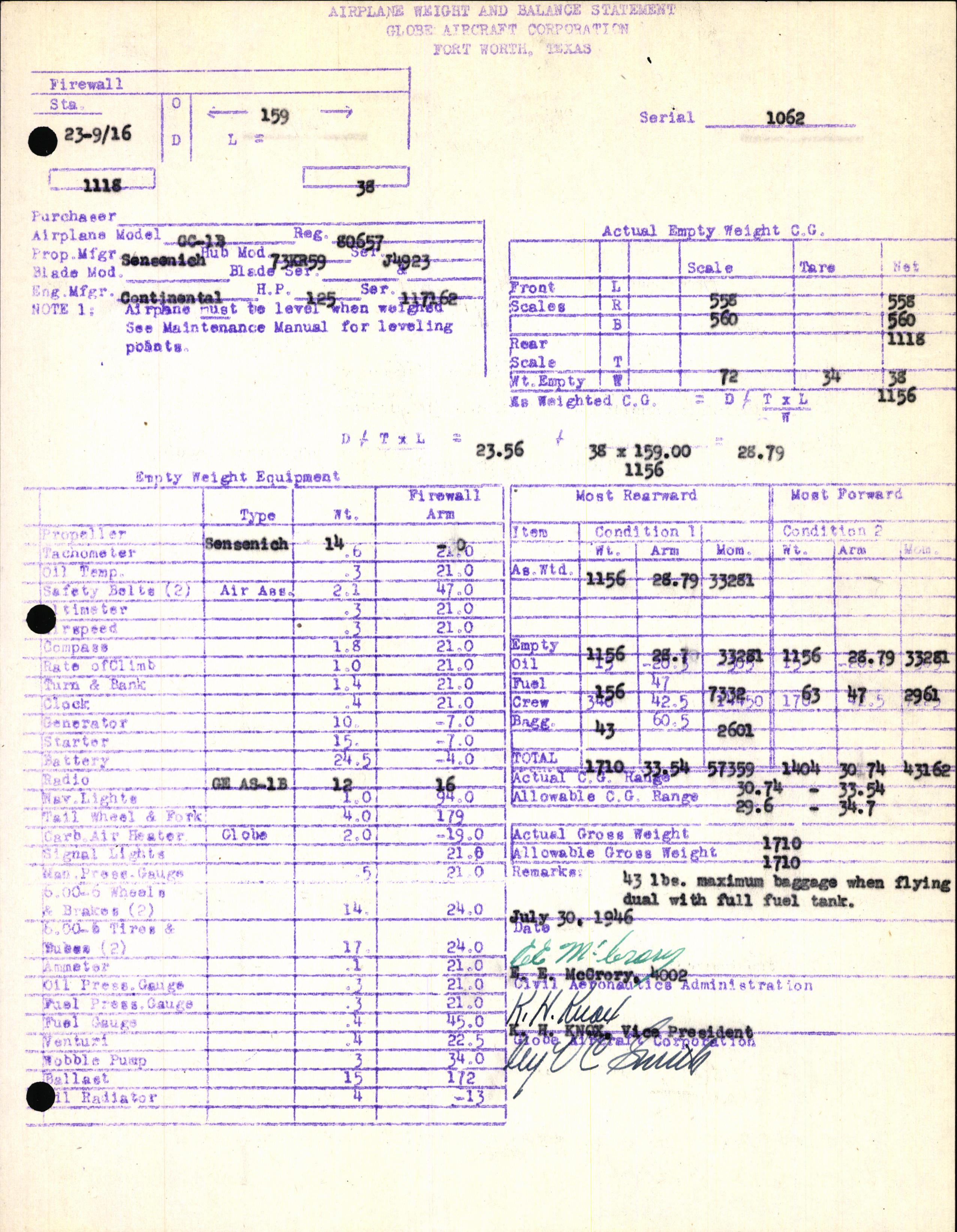 Sample page 5 from AirCorps Library document: Technical Information for Serial Number 1062