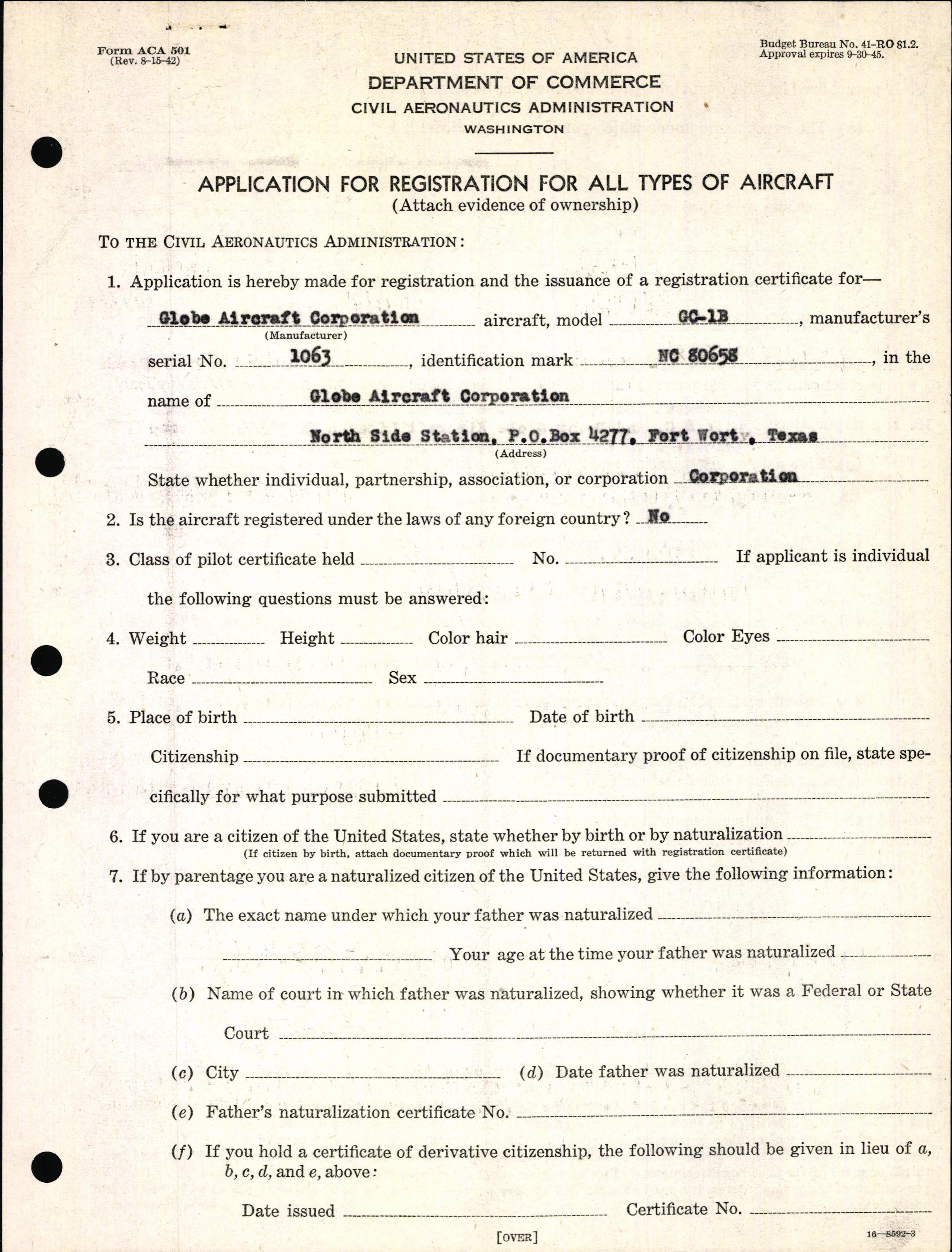Sample page 3 from AirCorps Library document: Technical Information for Serial Number 1063