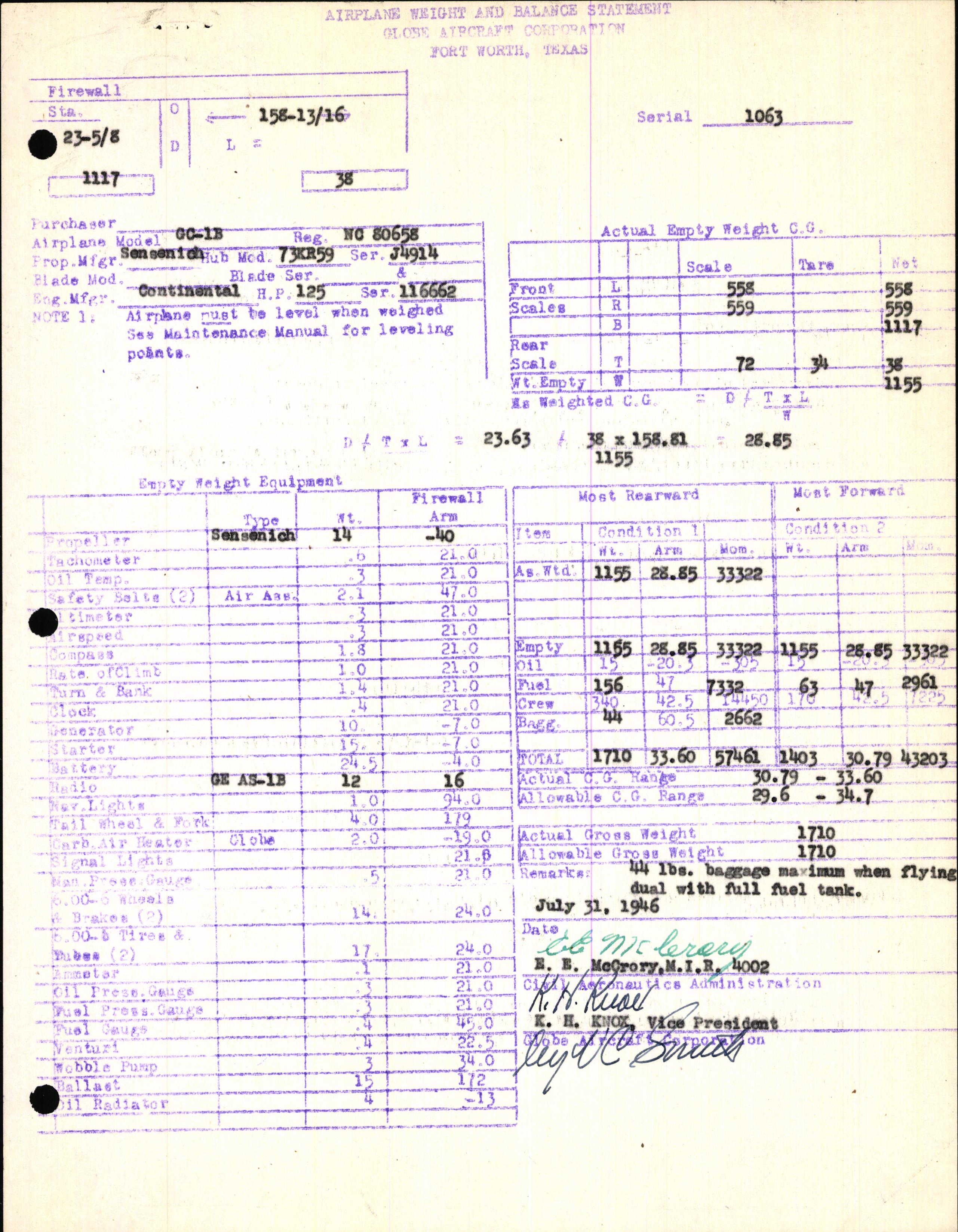 Sample page 7 from AirCorps Library document: Technical Information for Serial Number 1063