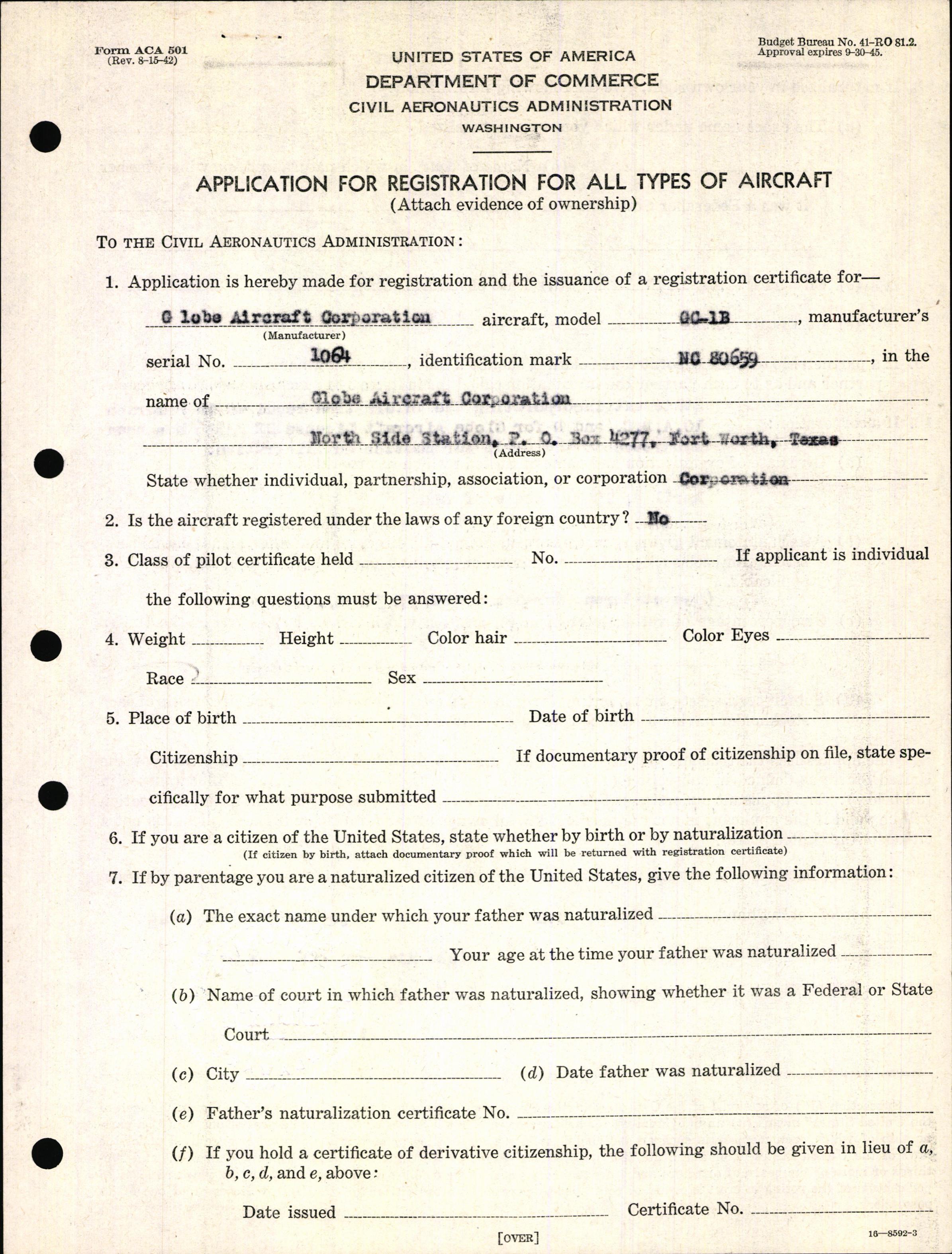 Sample page 3 from AirCorps Library document: Technical Information for Serial Number 1064
