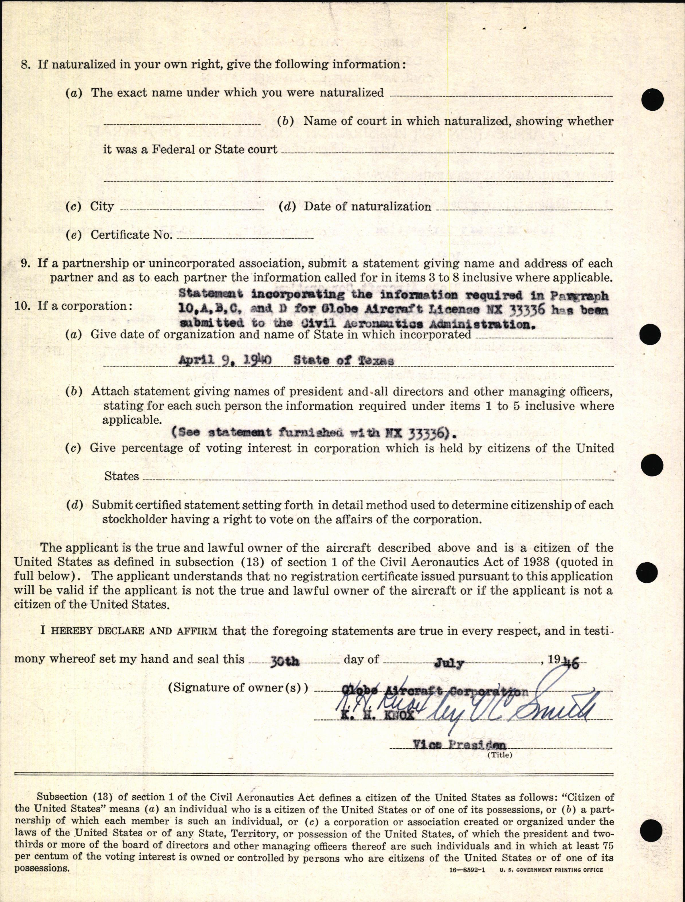 Sample page 4 from AirCorps Library document: Technical Information for Serial Number 1064