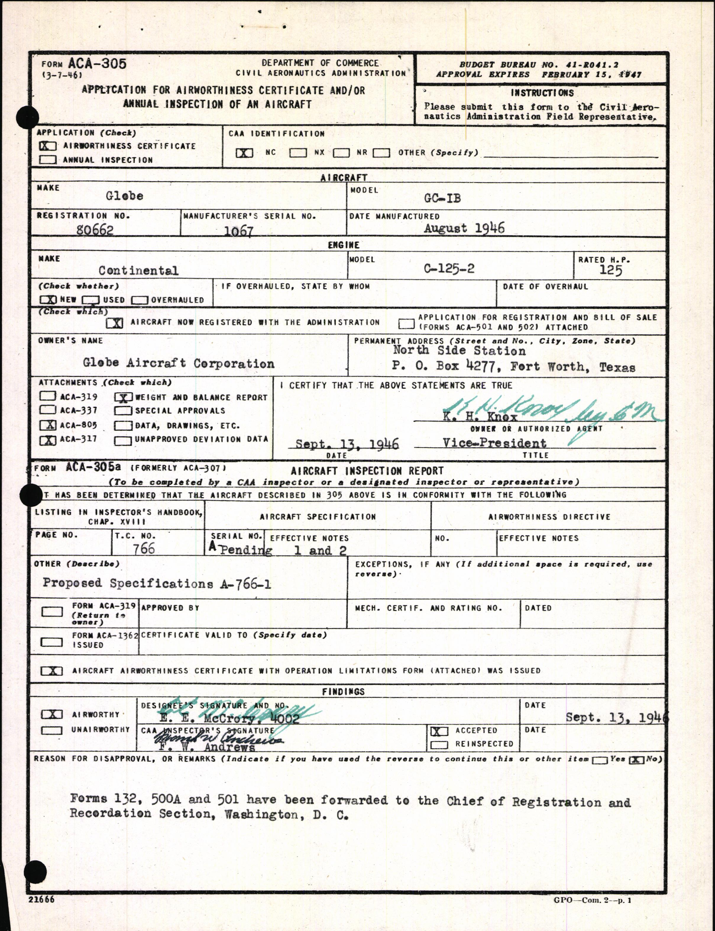 Sample page 5 from AirCorps Library document: Technical Information for Serial Number 1067