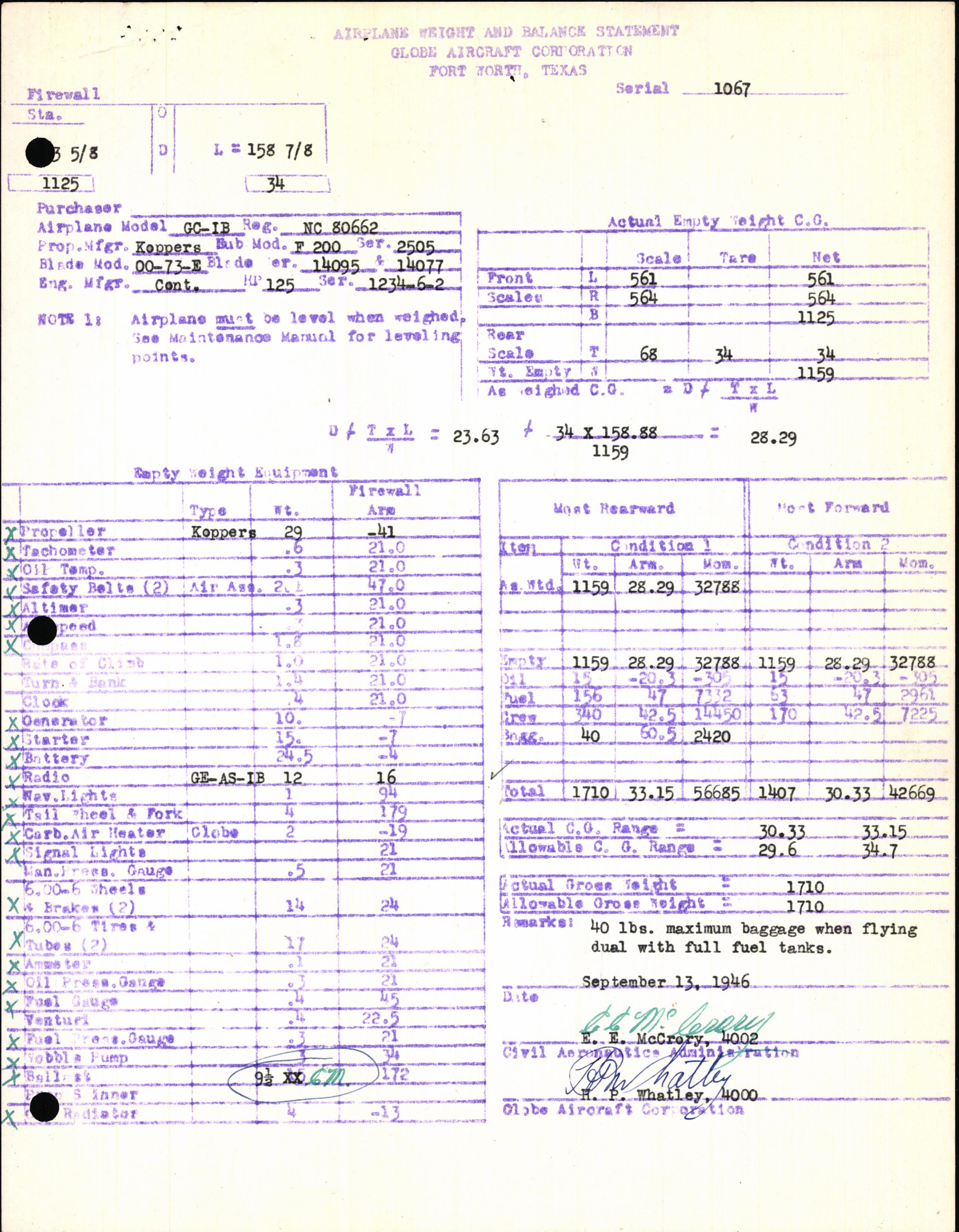 Sample page 7 from AirCorps Library document: Technical Information for Serial Number 1067