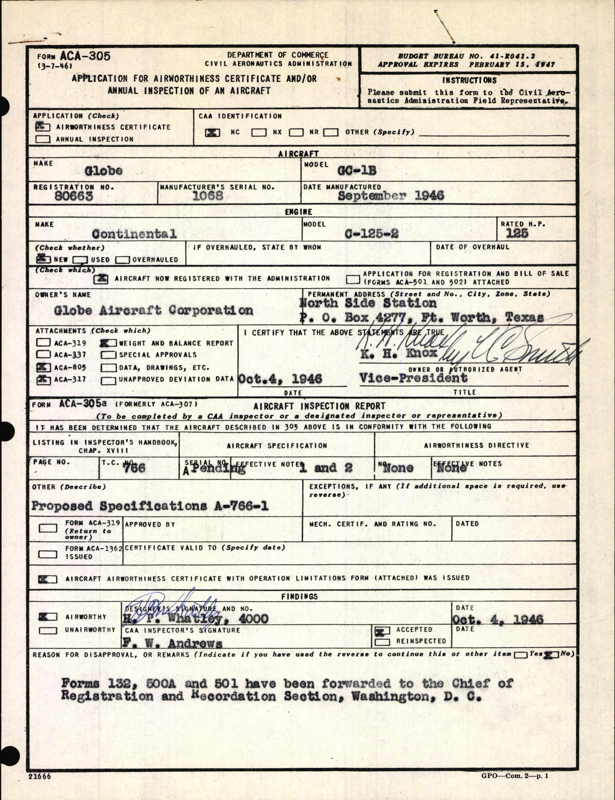 Sample page 3 from AirCorps Library document: Technical Information for Serial Number 1068