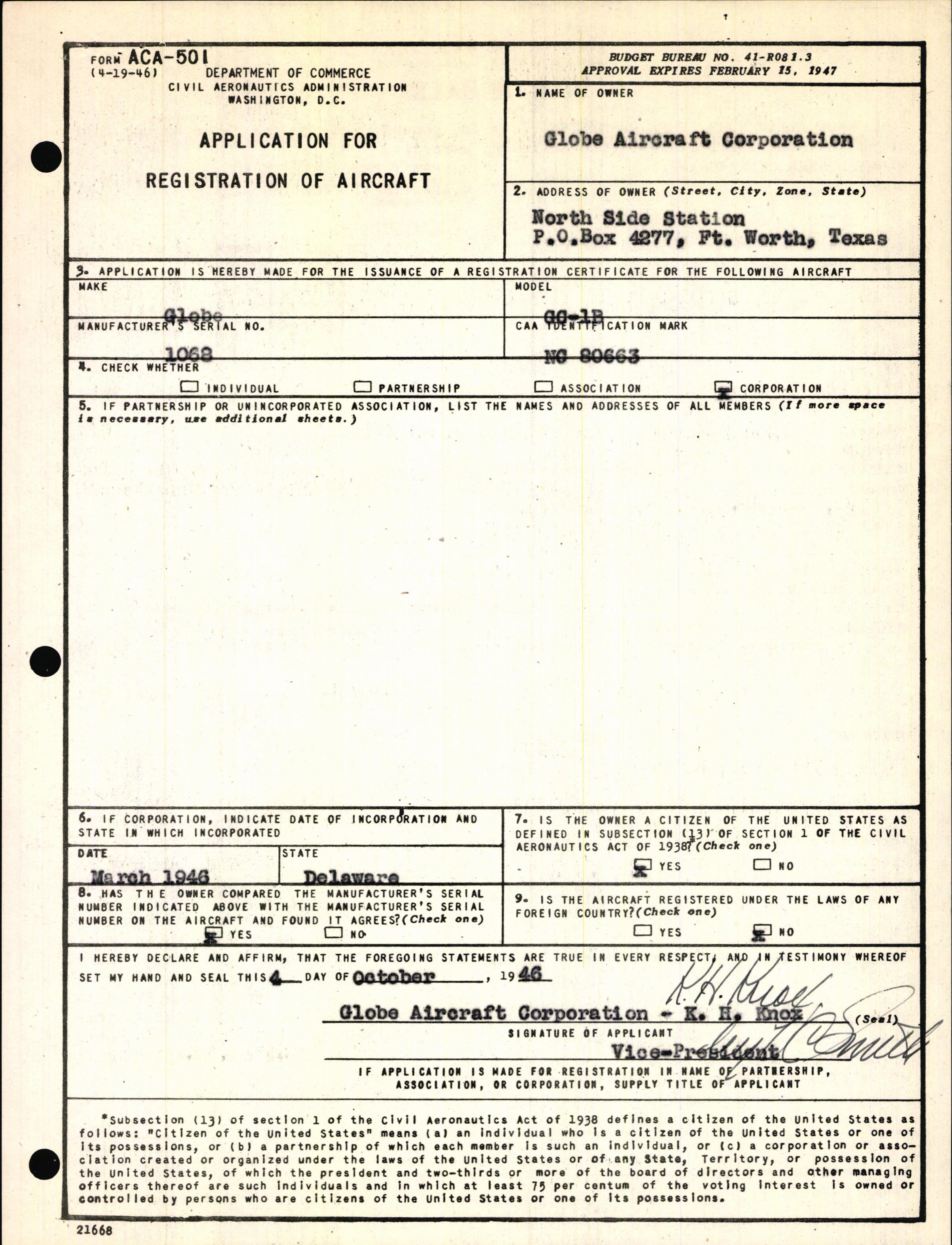 Sample page 5 from AirCorps Library document: Technical Information for Serial Number 1068