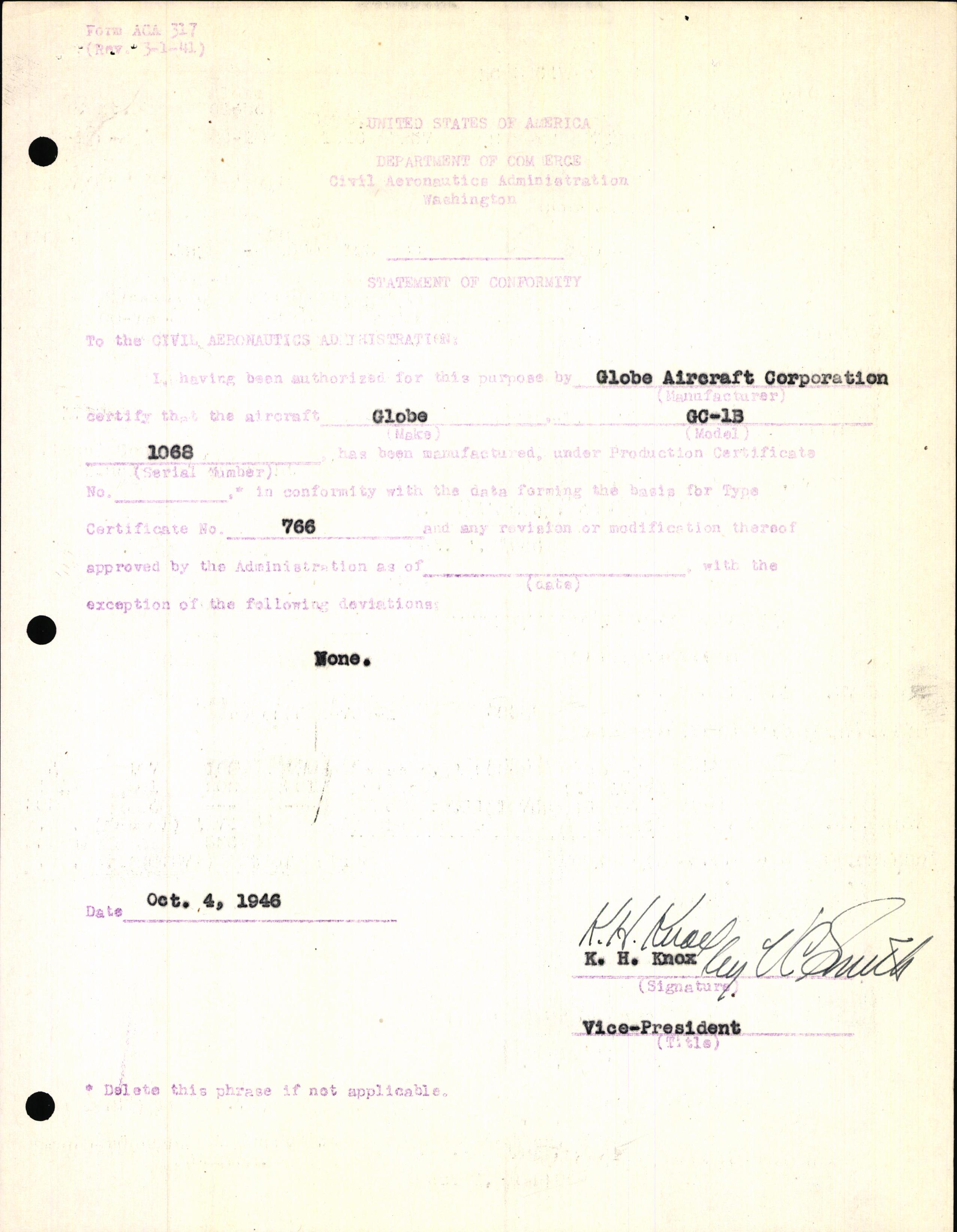 Sample page 7 from AirCorps Library document: Technical Information for Serial Number 1068