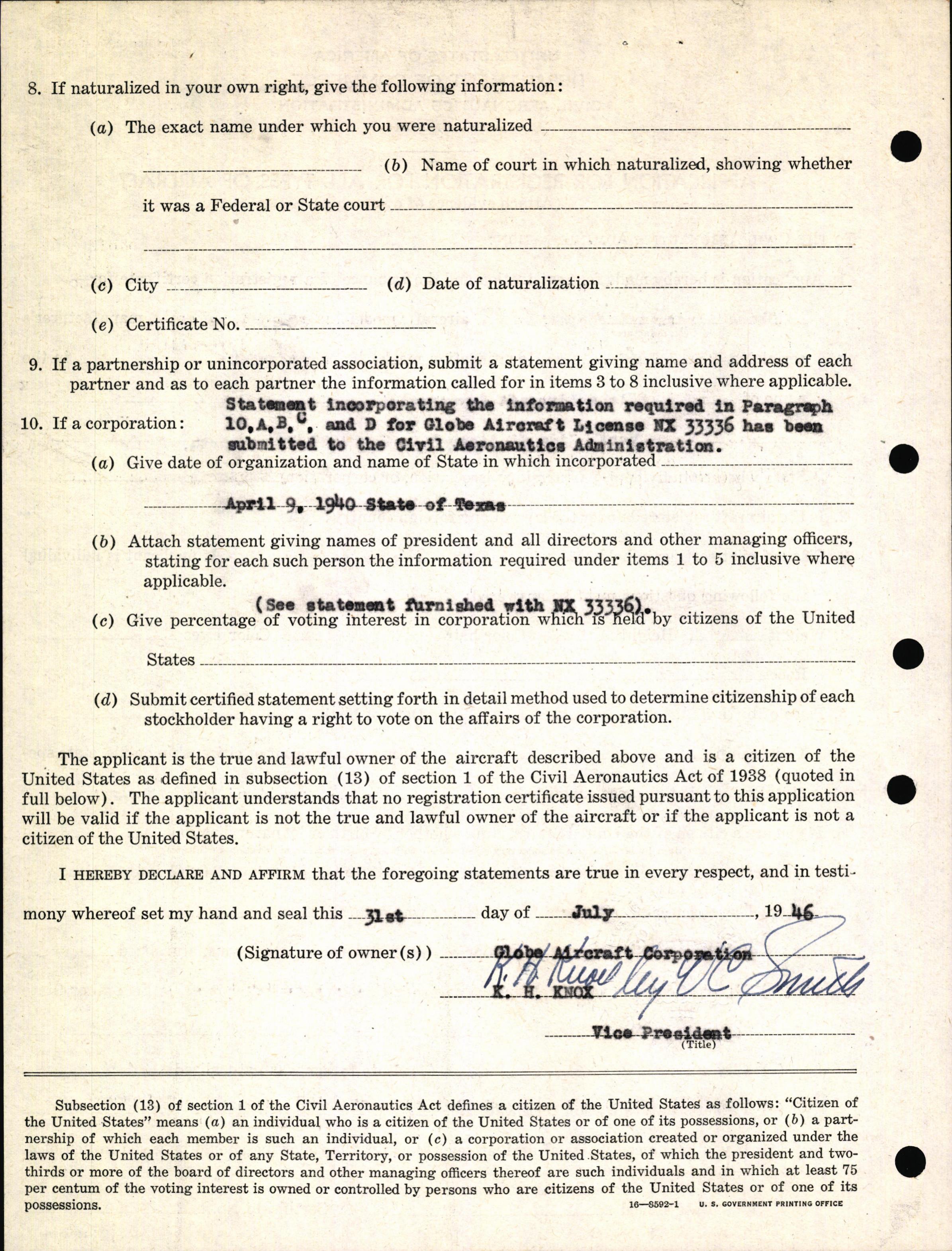 Sample page 4 from AirCorps Library document: Technical Information for Serial Number 1069