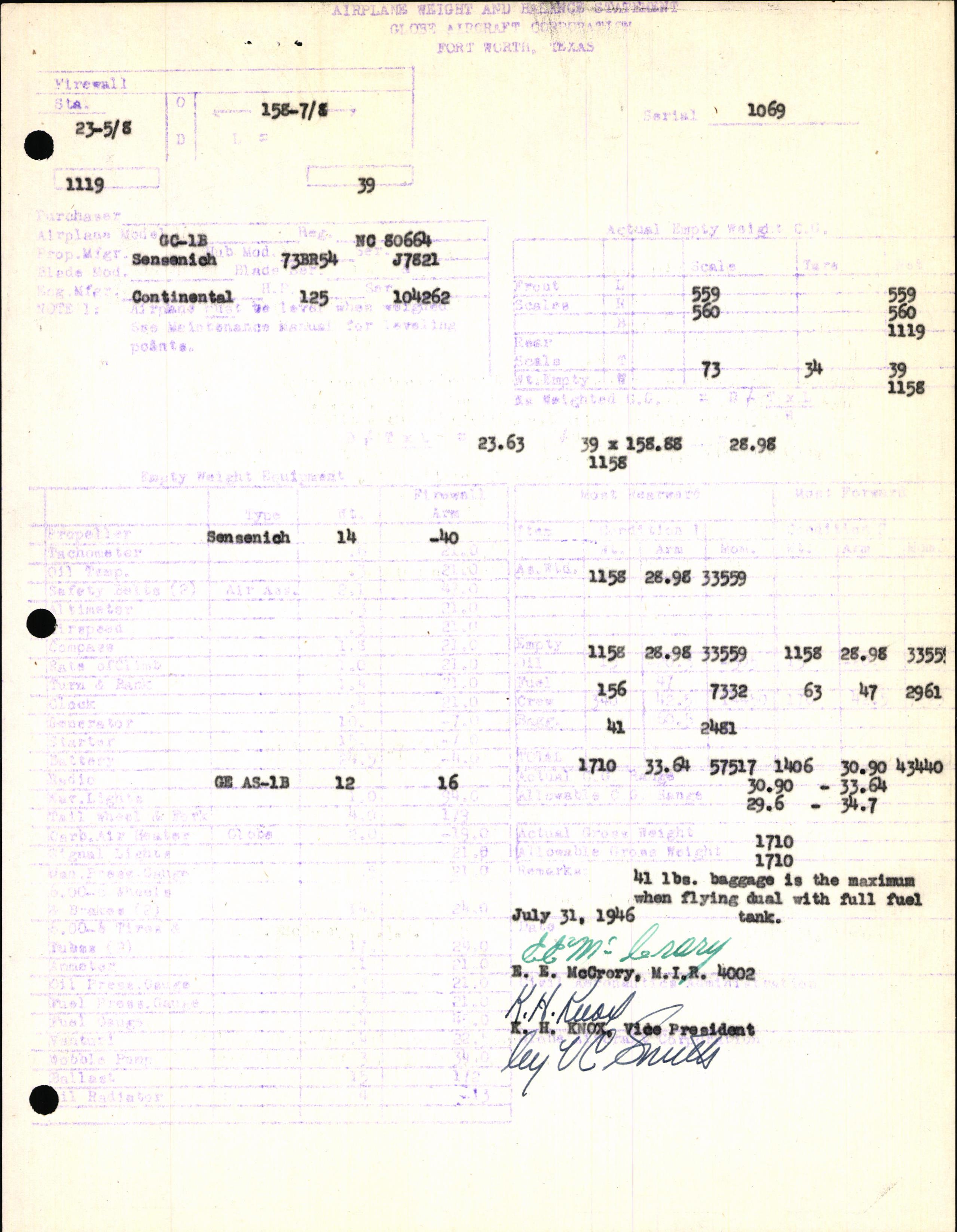 Sample page 7 from AirCorps Library document: Technical Information for Serial Number 1069