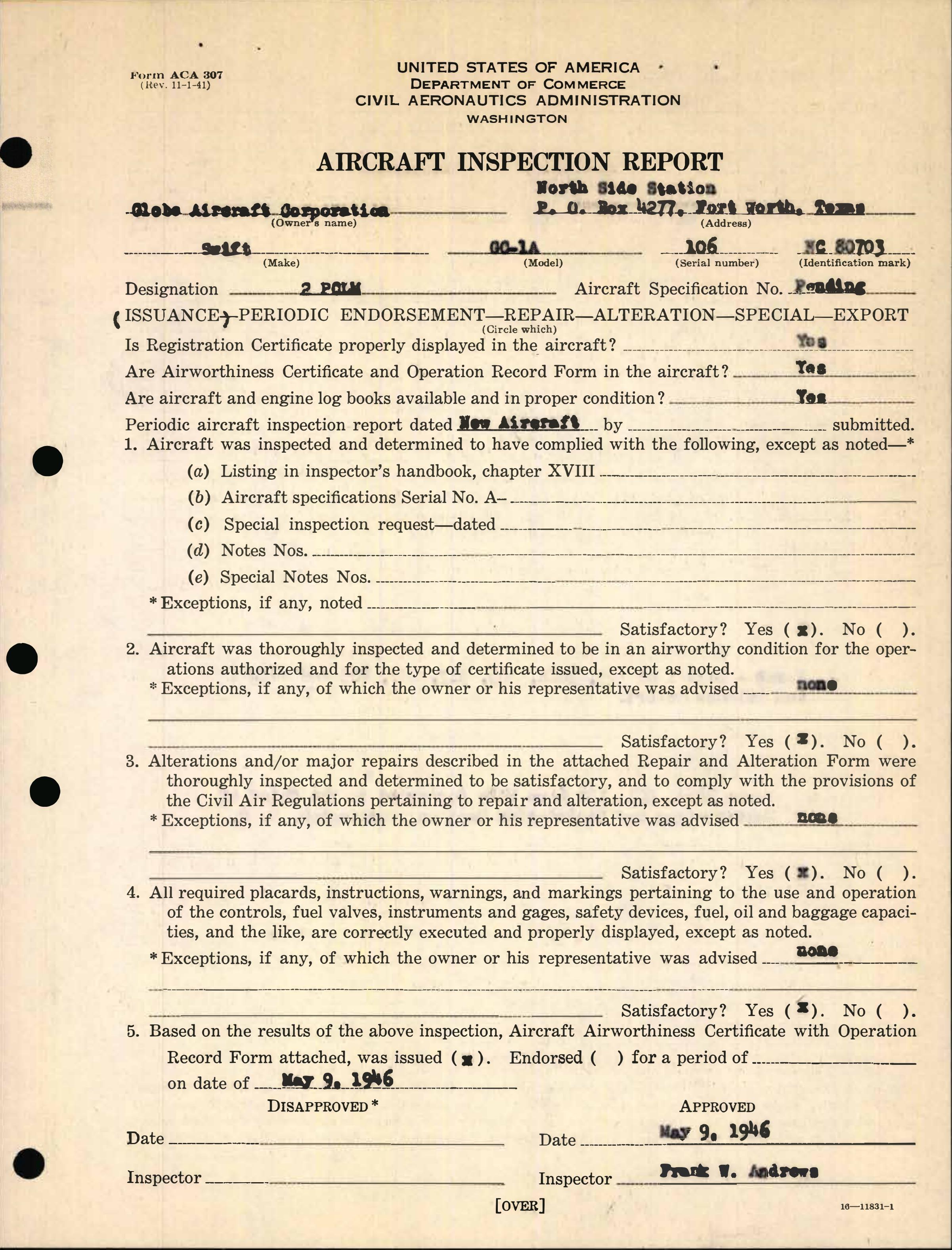 Sample page 11 from AirCorps Library document: Technical Information for Serial Number 106