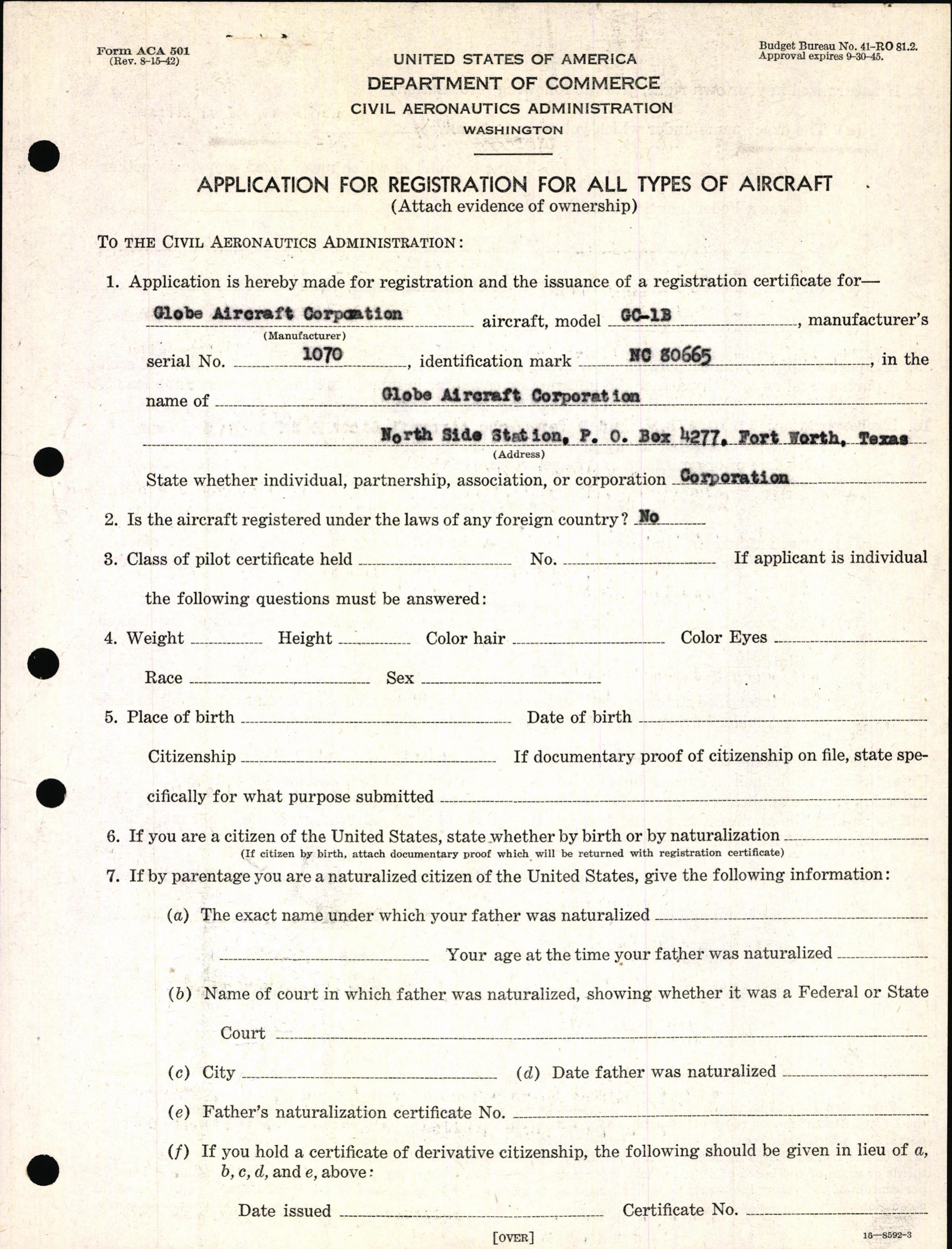 Sample page 3 from AirCorps Library document: Technical Information for Serial Number 1070