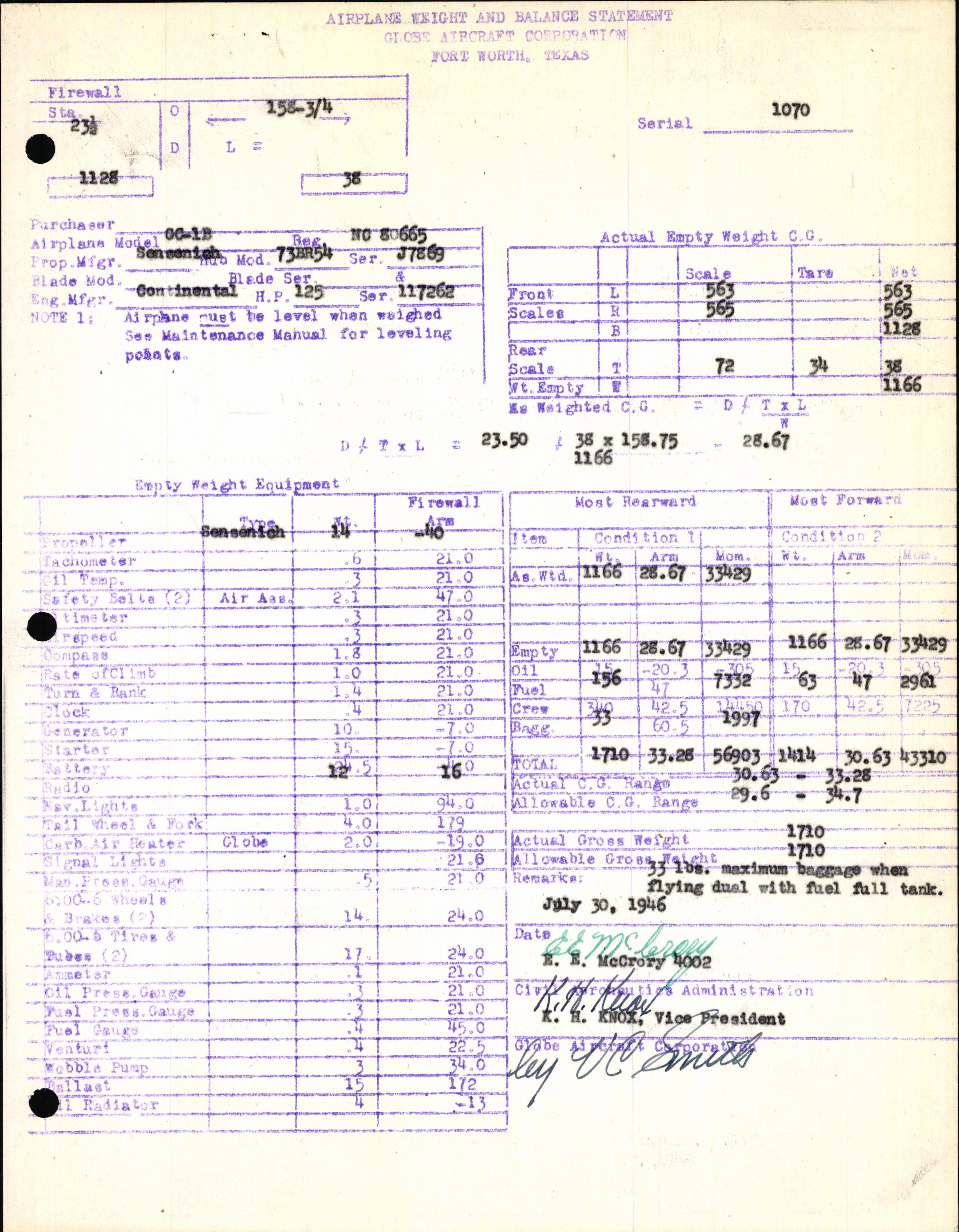 Sample page 5 from AirCorps Library document: Technical Information for Serial Number 1070