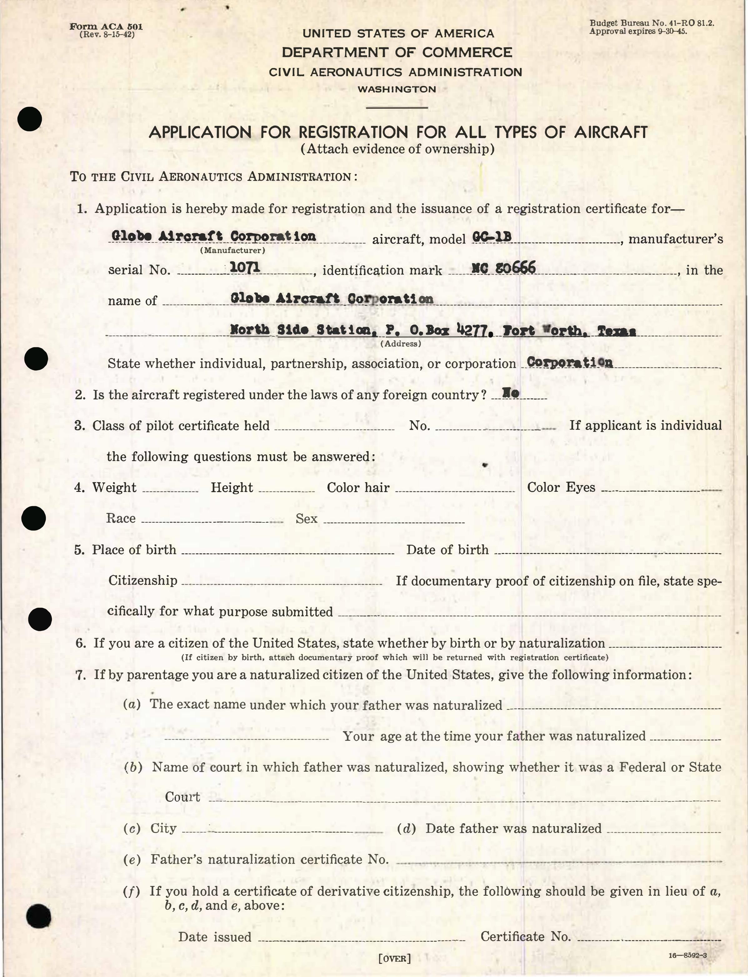 Sample page 3 from AirCorps Library document: Technical Information for Serial Number 1071