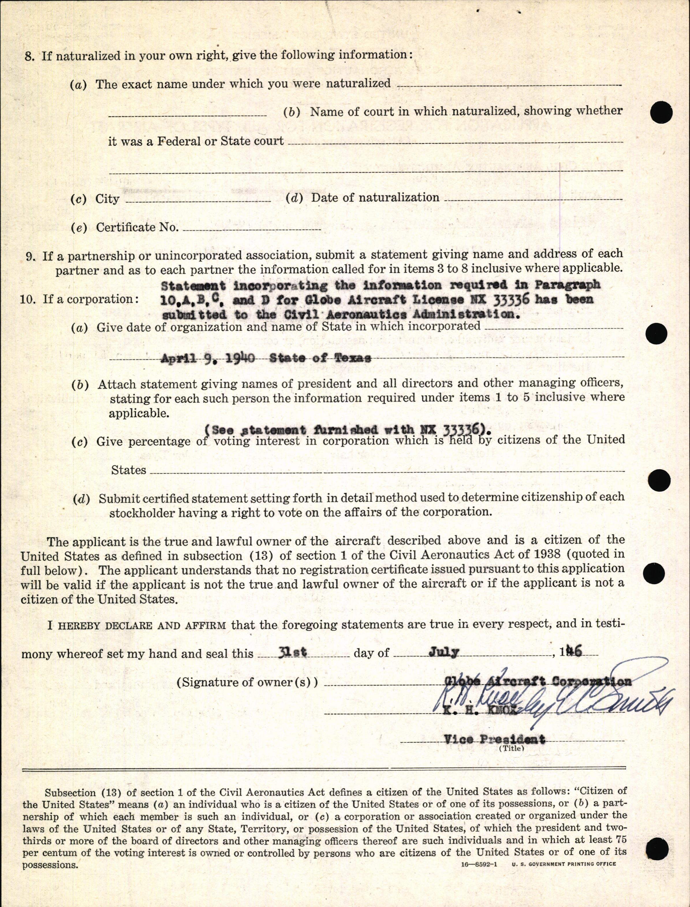 Sample page 4 from AirCorps Library document: Technical Information for Serial Number 1071