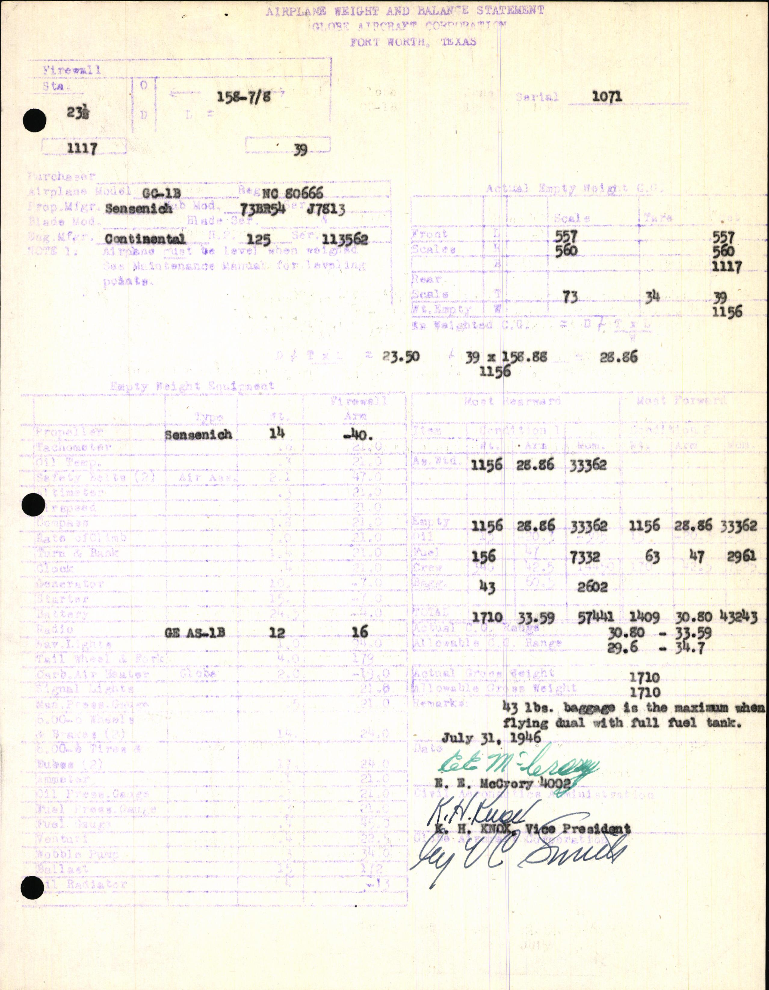 Sample page 5 from AirCorps Library document: Technical Information for Serial Number 1071