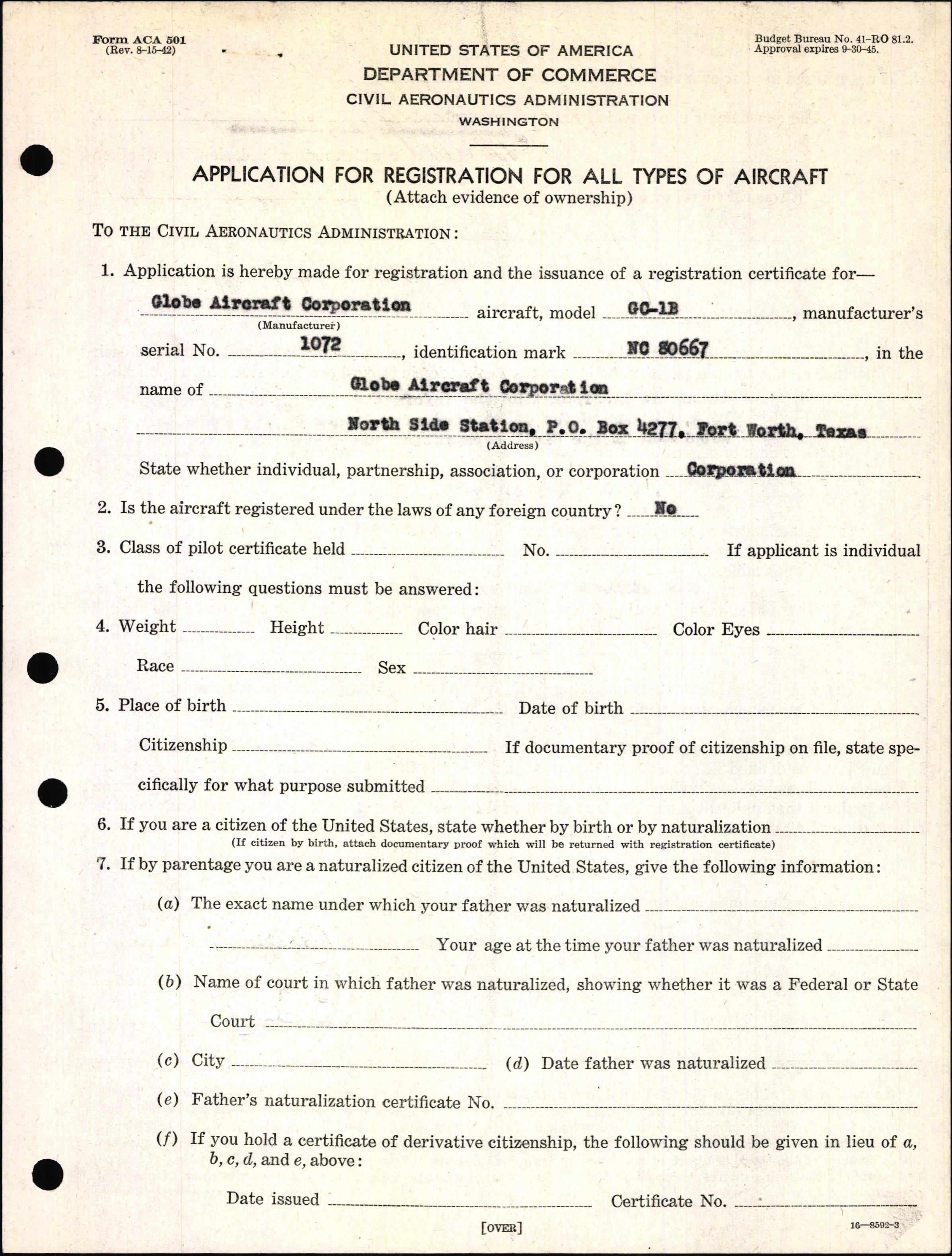 Sample page 3 from AirCorps Library document: Technical Information for Serial Number 1072