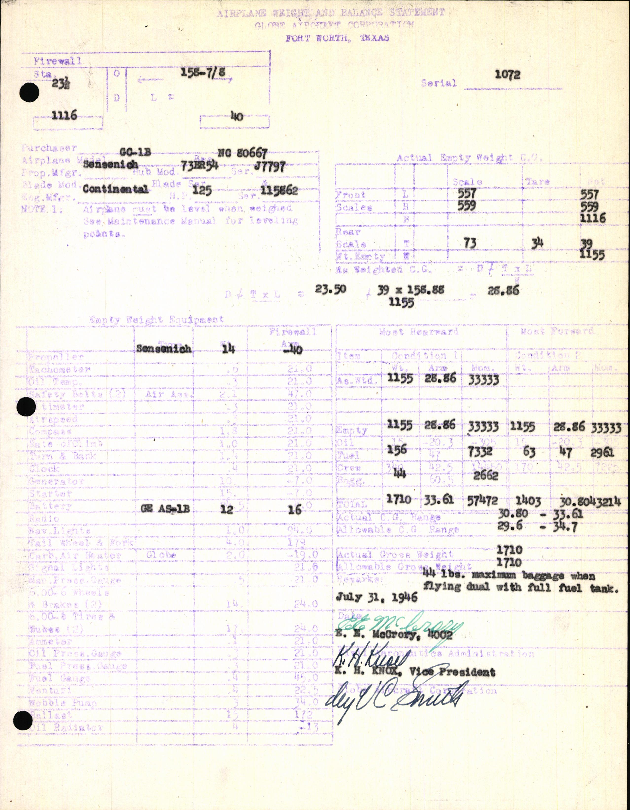 Sample page 5 from AirCorps Library document: Technical Information for Serial Number 1072