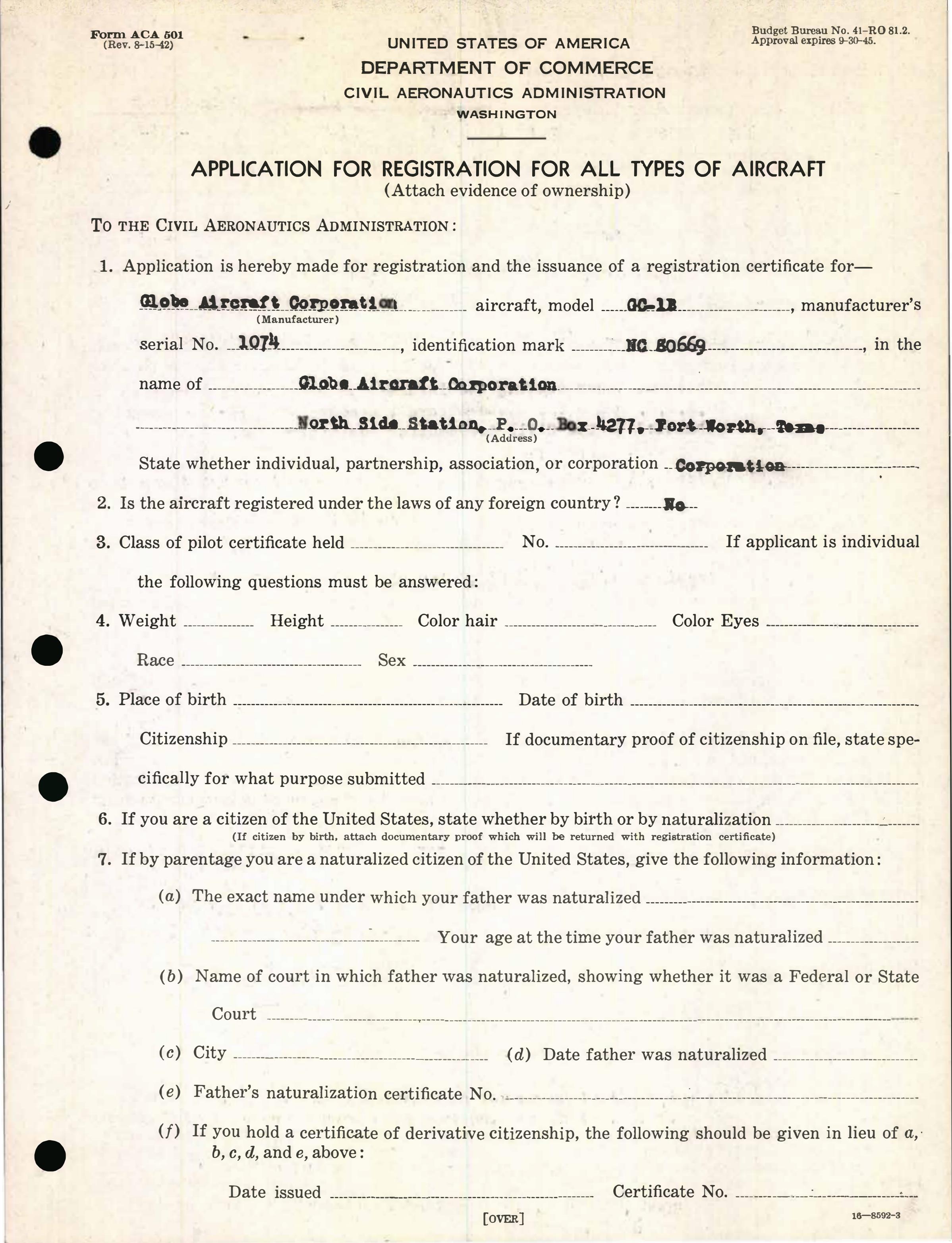 Sample page 3 from AirCorps Library document: Technical Information for Serial Number 1074