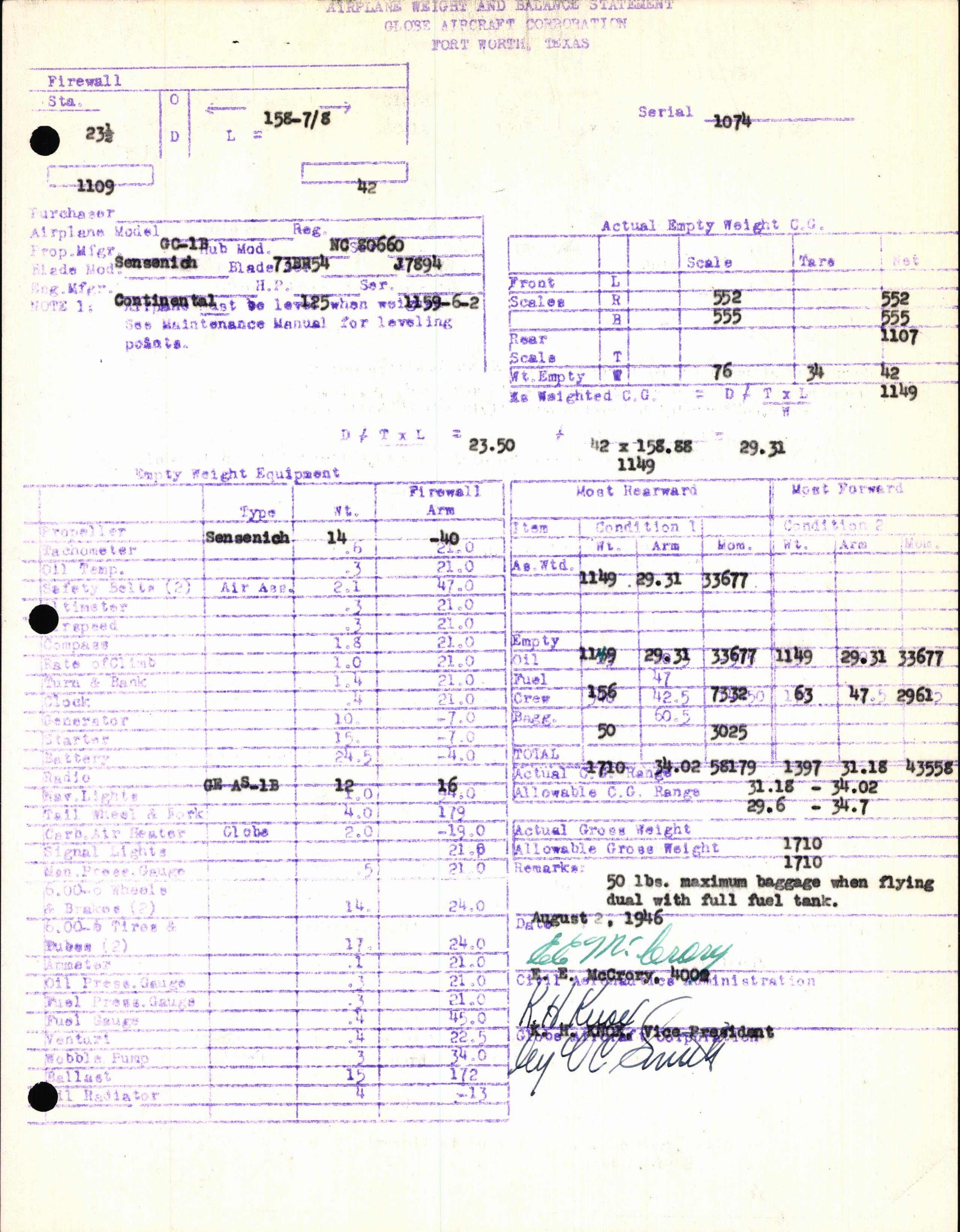 Sample page 5 from AirCorps Library document: Technical Information for Serial Number 1074