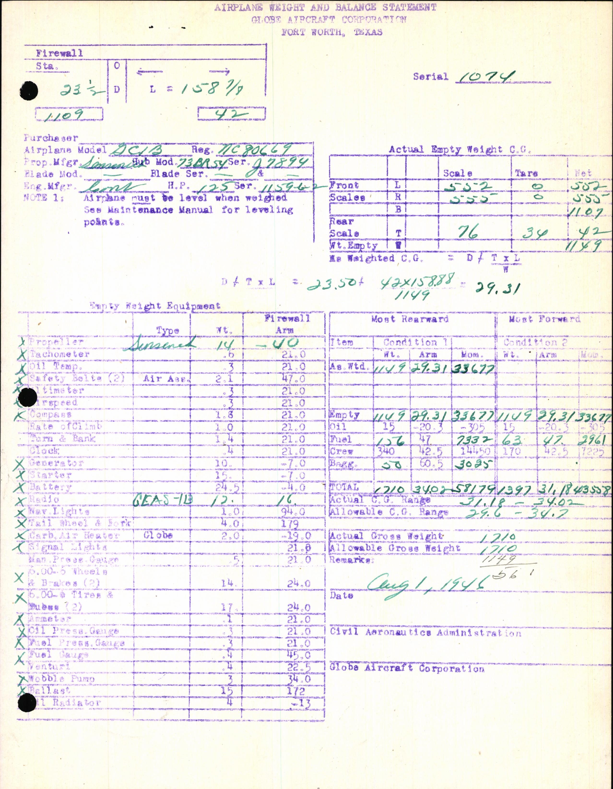 Sample page 7 from AirCorps Library document: Technical Information for Serial Number 1074