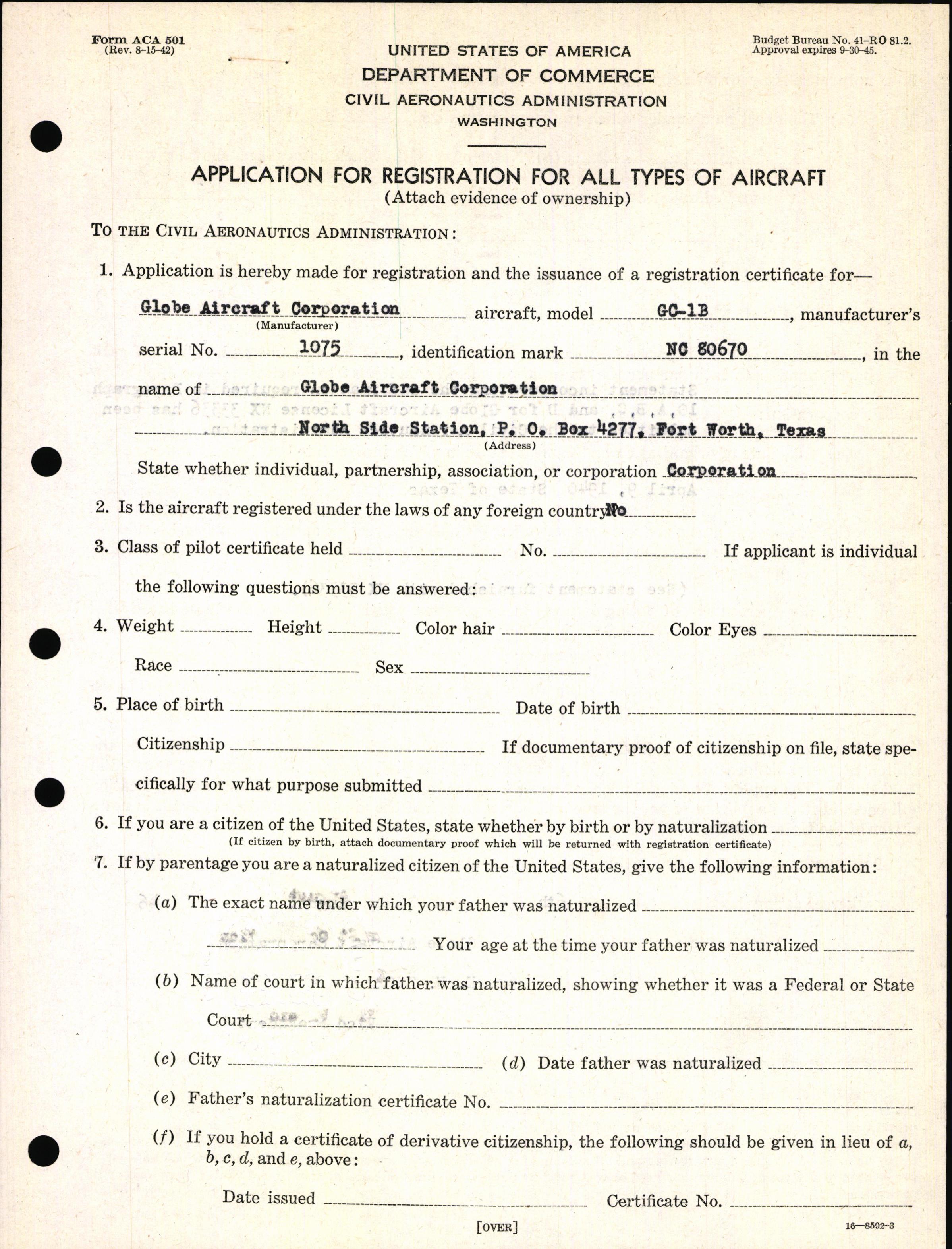 Sample page 3 from AirCorps Library document: Technical Information for Serial Number 1075