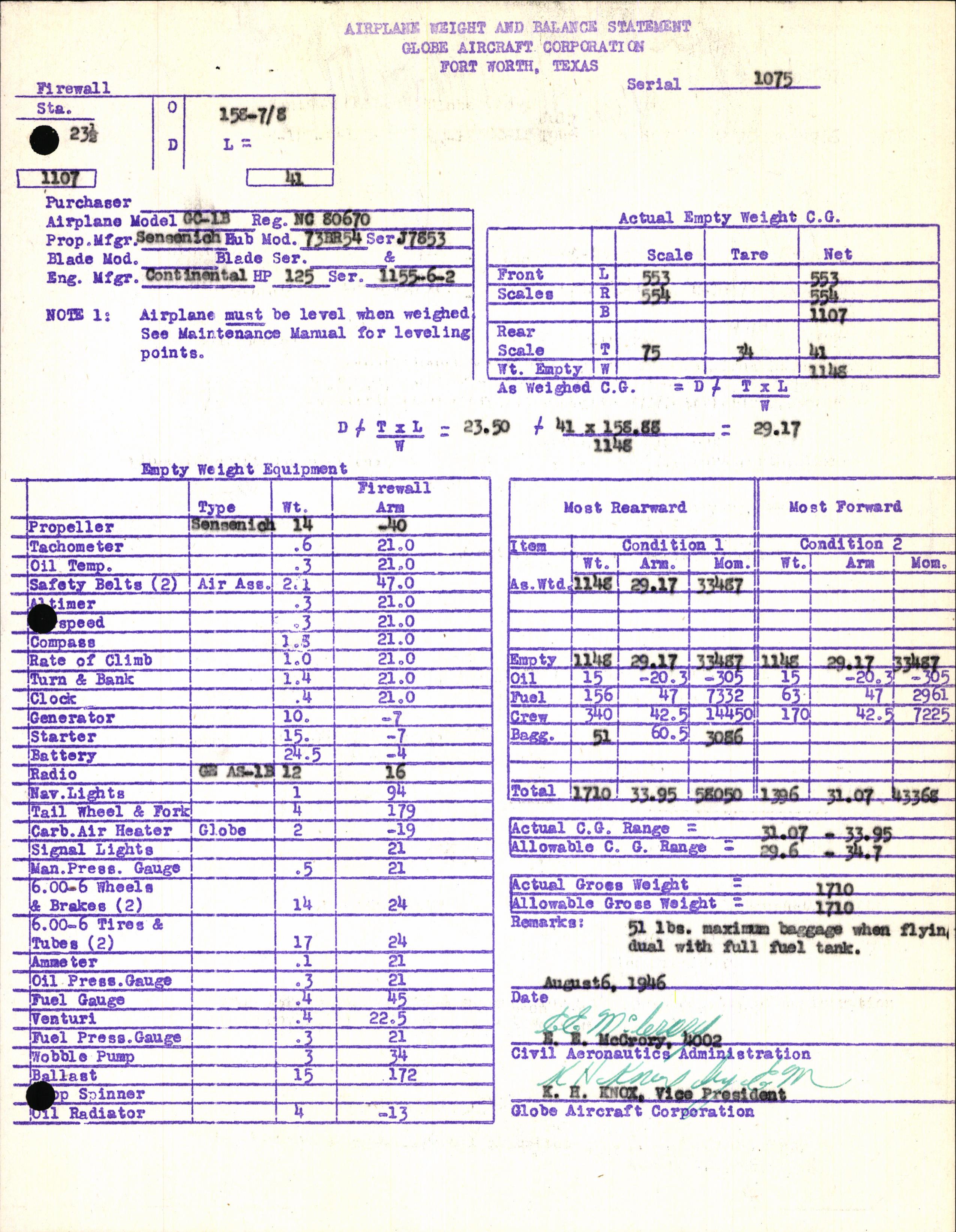 Sample page 7 from AirCorps Library document: Technical Information for Serial Number 1075