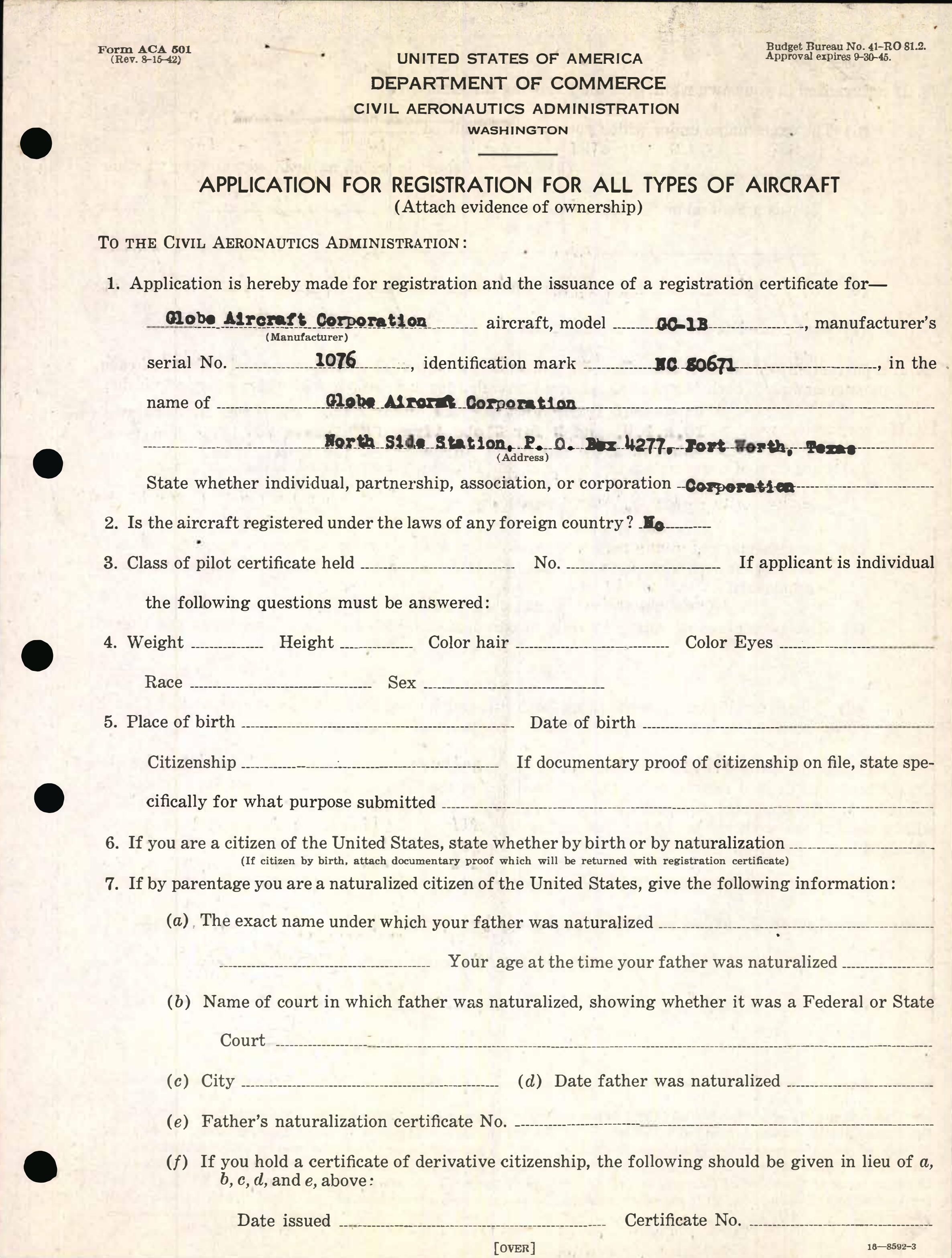 Sample page 3 from AirCorps Library document: Technical Information for Serial Number 1076