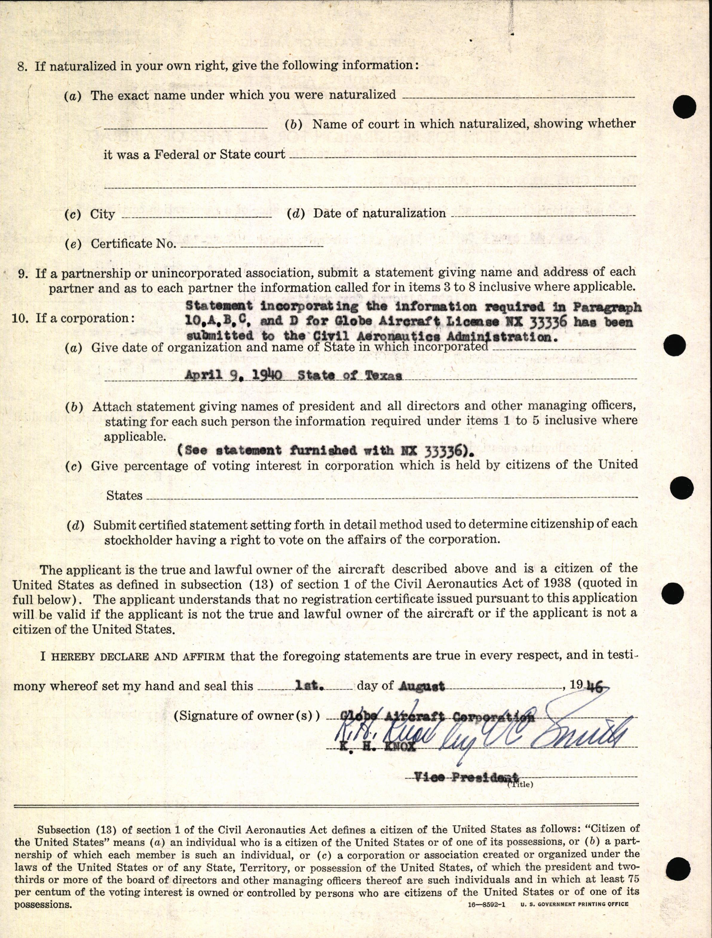 Sample page 4 from AirCorps Library document: Technical Information for Serial Number 1076