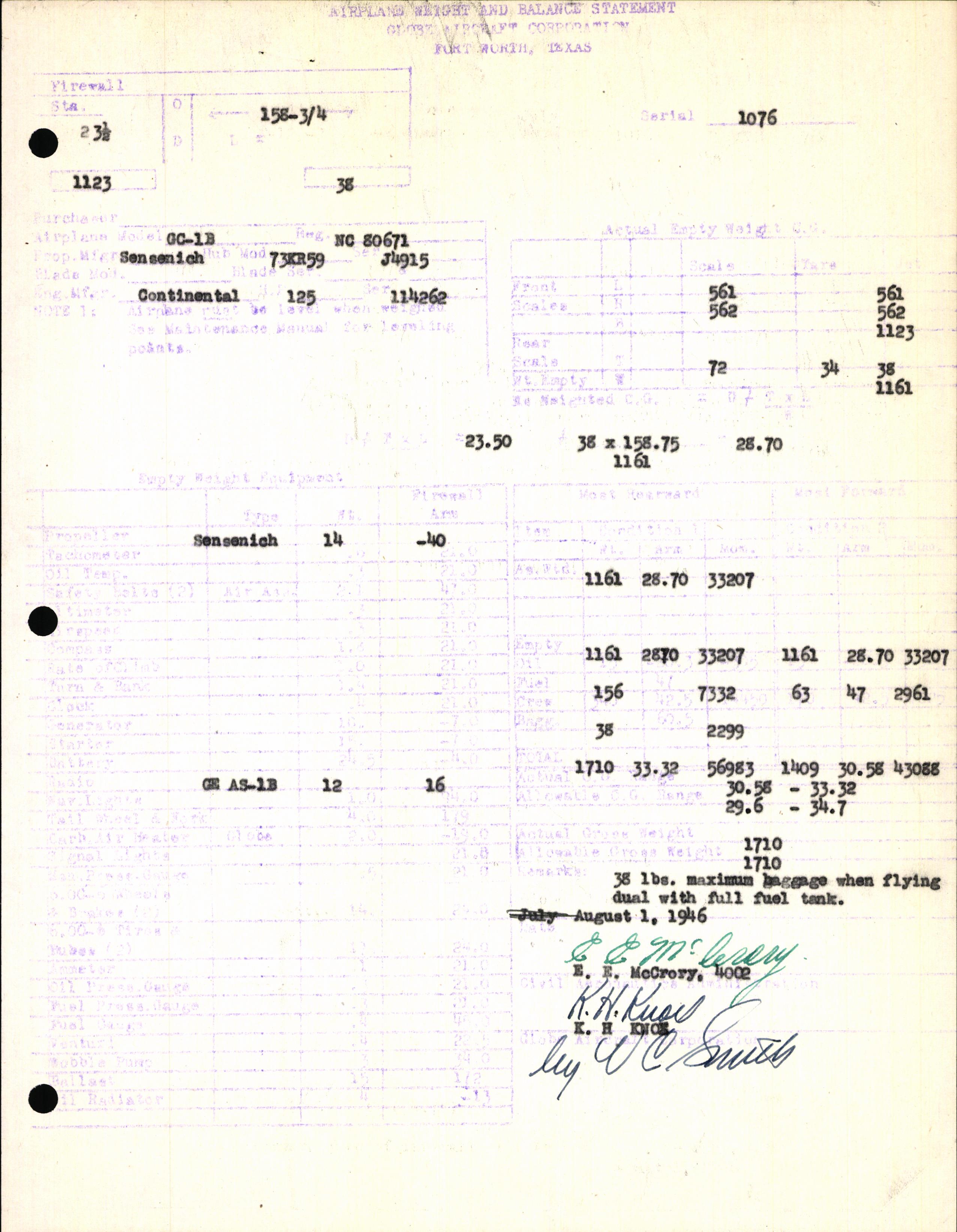 Sample page 5 from AirCorps Library document: Technical Information for Serial Number 1076