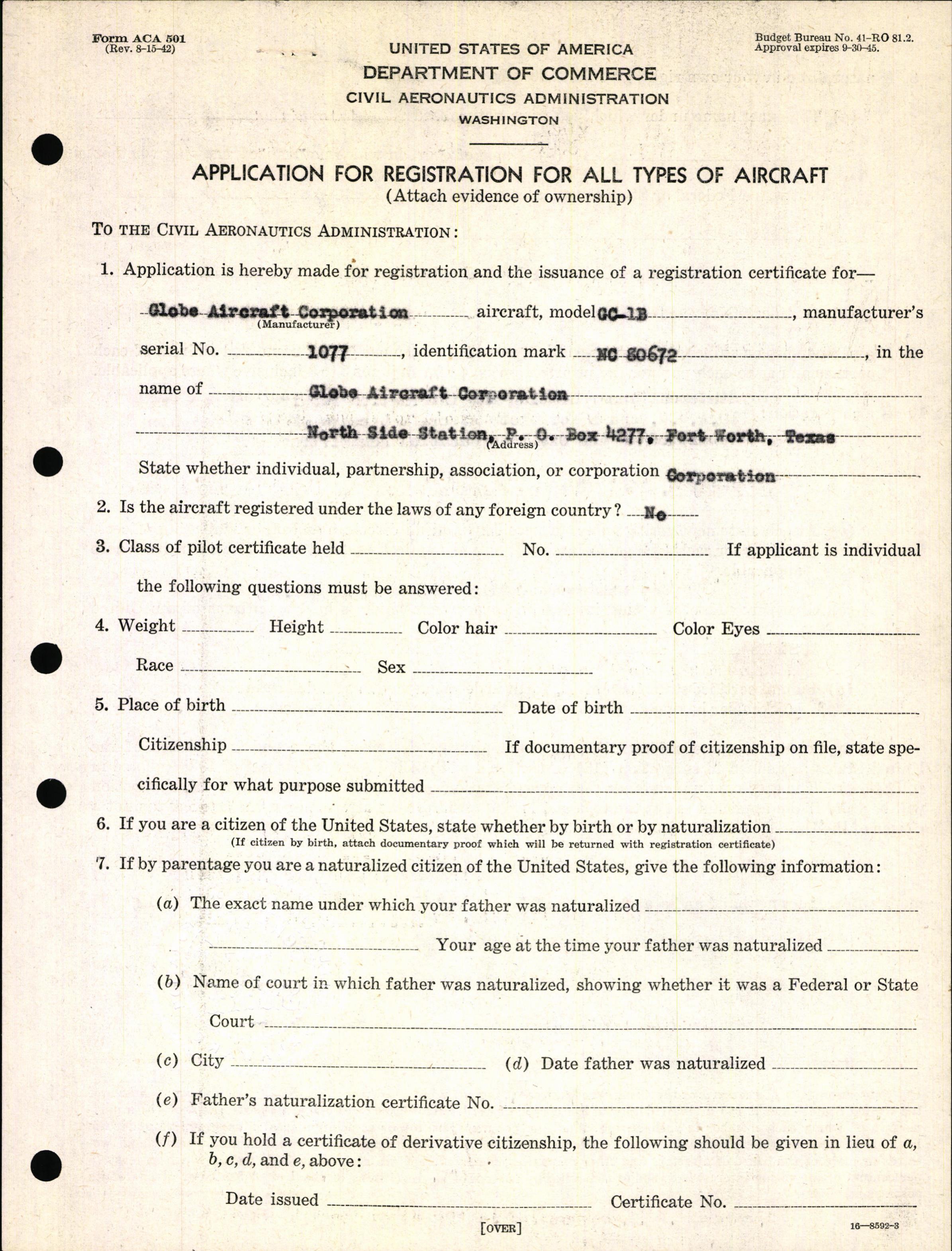 Sample page 3 from AirCorps Library document: Technical Information for Serial Number 1077