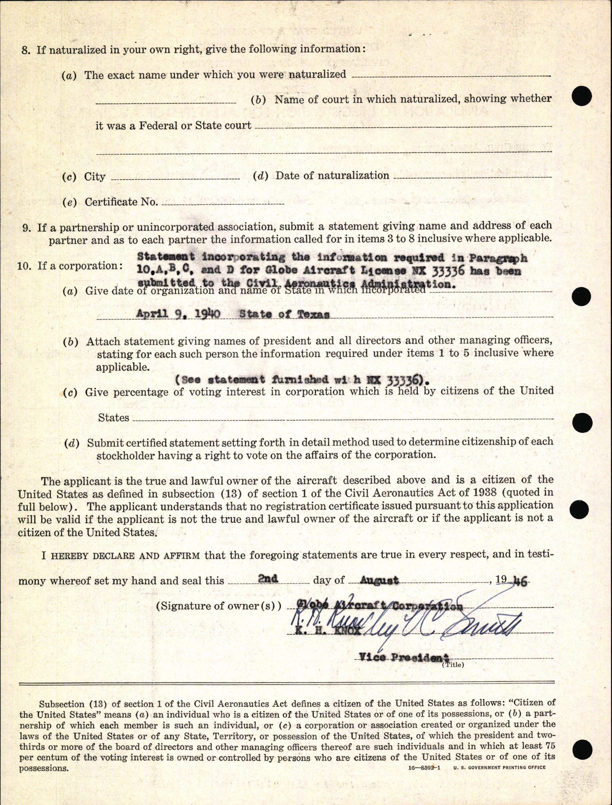 Sample page 4 from AirCorps Library document: Technical Information for Serial Number 1077