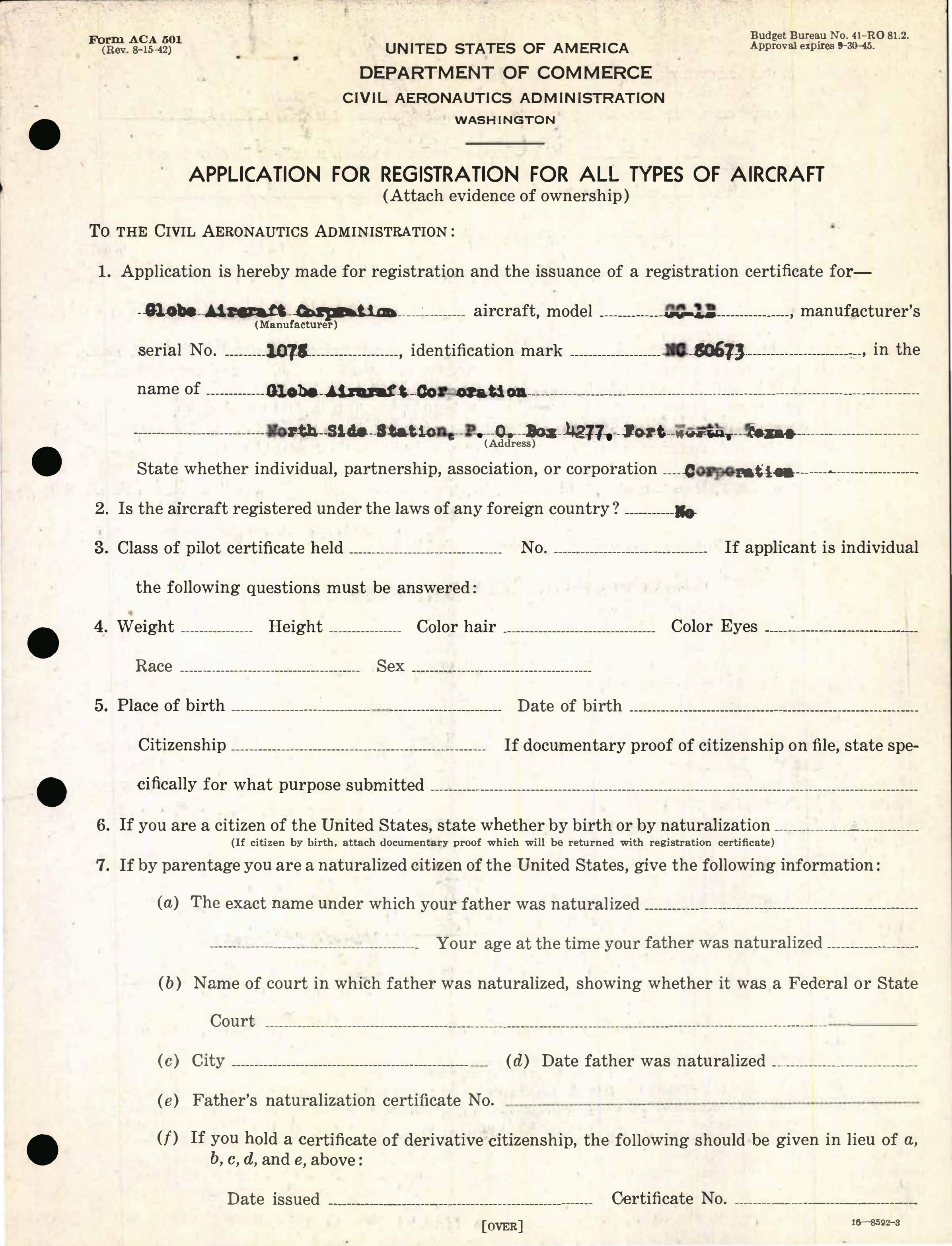 Sample page 3 from AirCorps Library document: Technical Information for Serial Number 1078