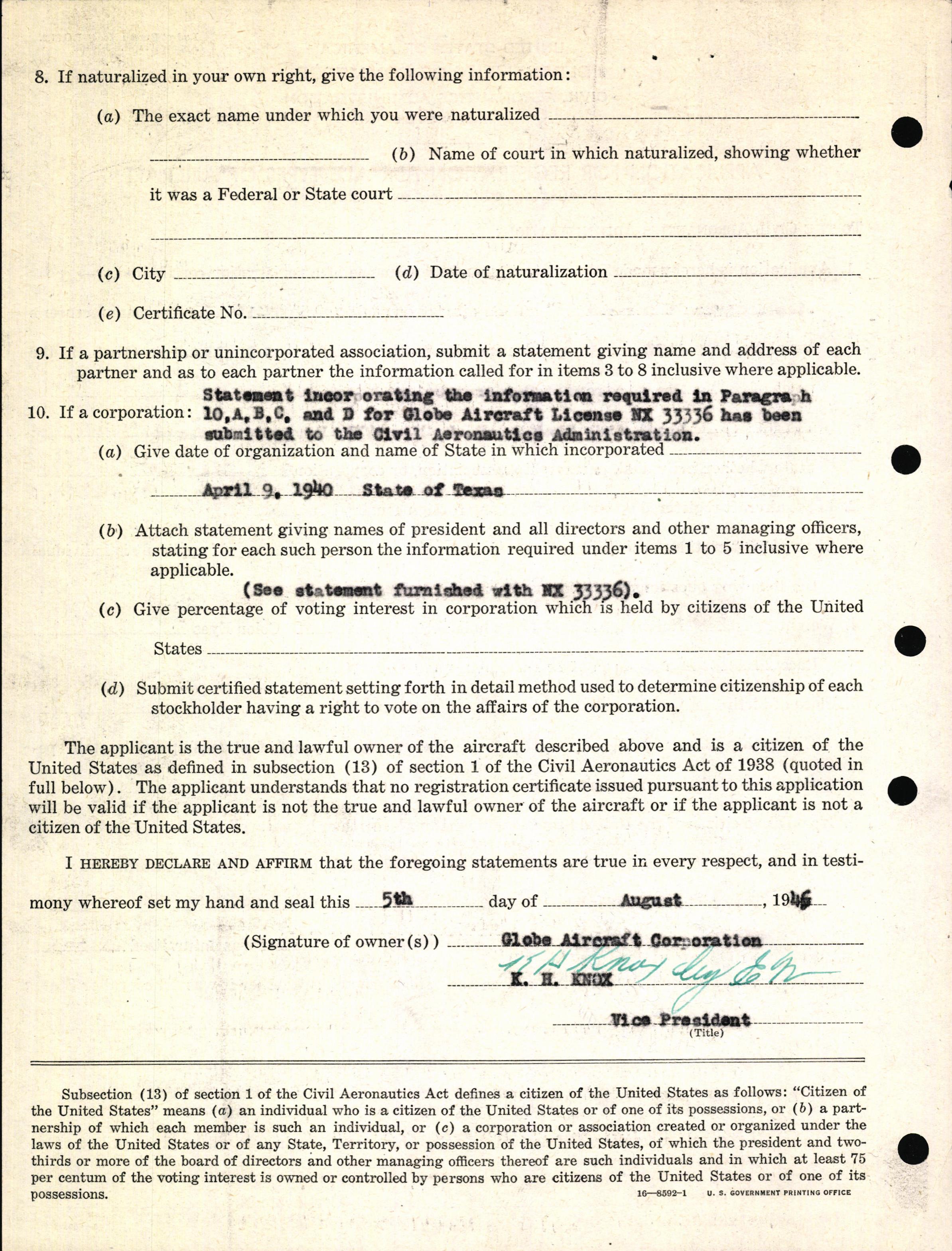 Sample page 4 from AirCorps Library document: Technical Information for Serial Number 1078