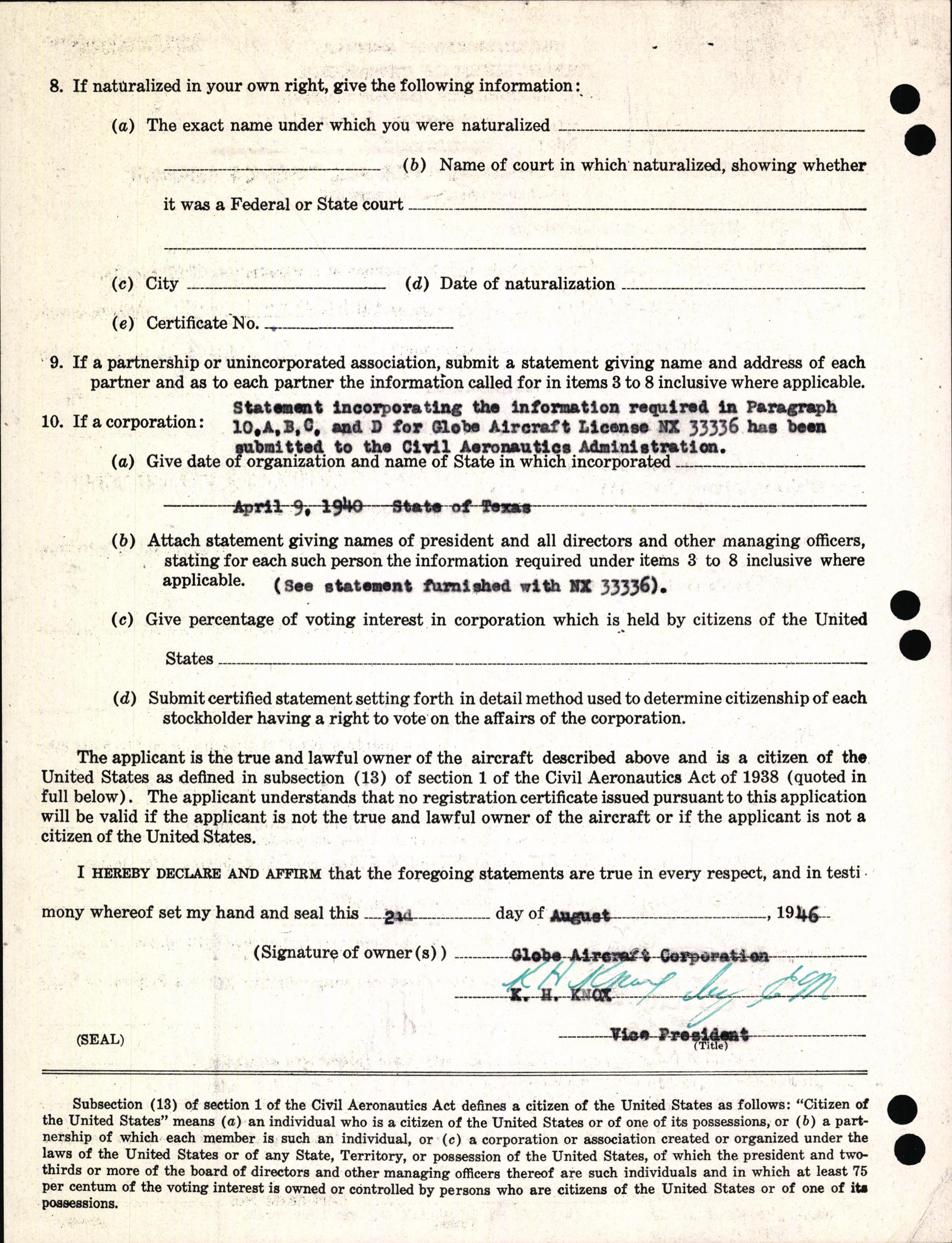 Sample page 4 from AirCorps Library document: Technical Information for Serial Number 1079