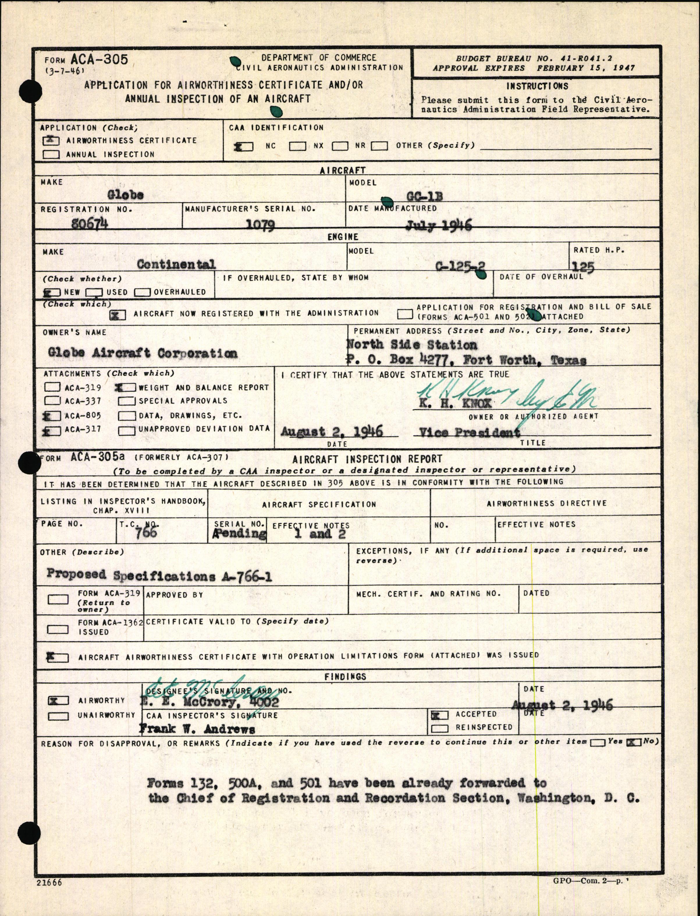 Sample page 5 from AirCorps Library document: Technical Information for Serial Number 1079