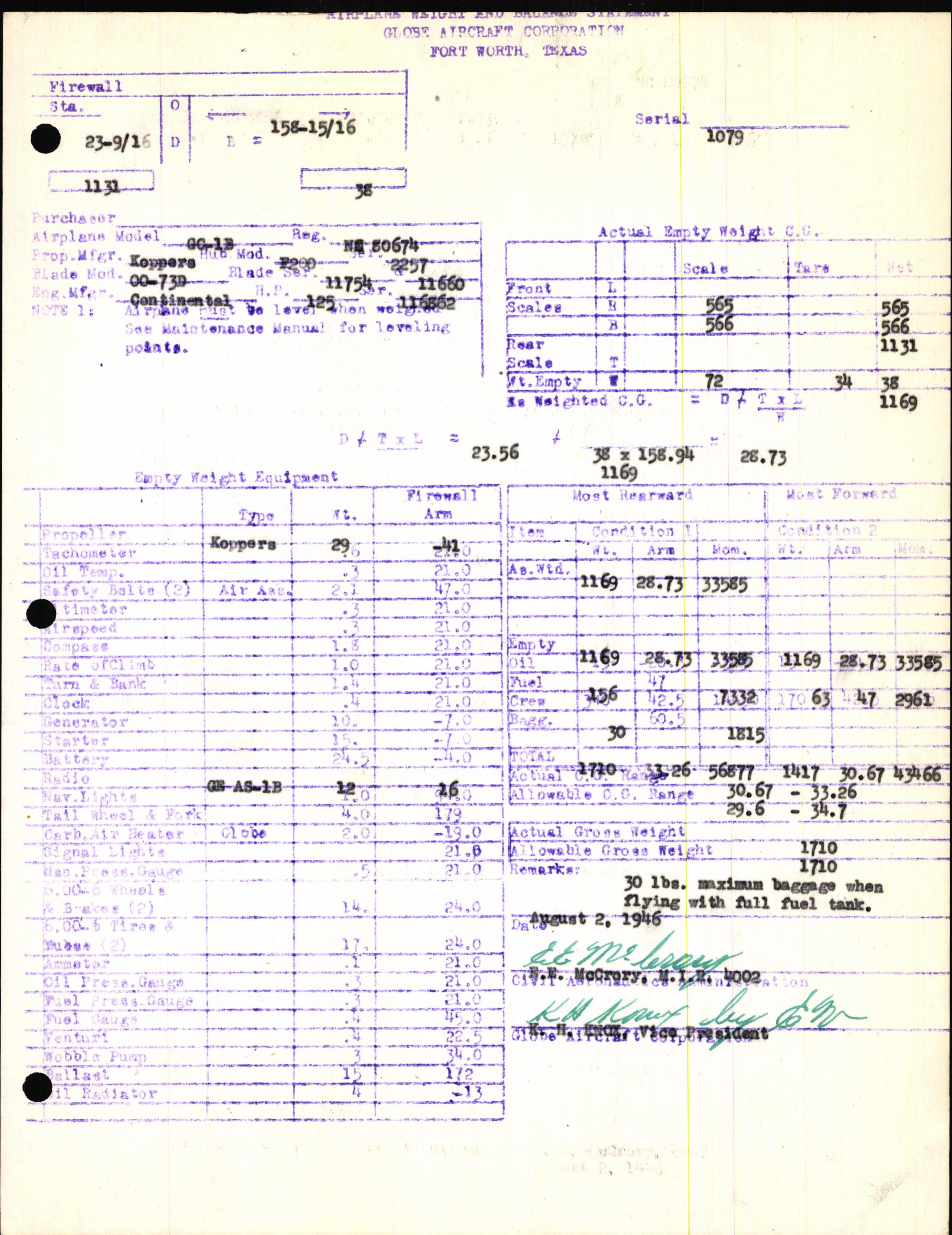 Sample page 7 from AirCorps Library document: Technical Information for Serial Number 1079