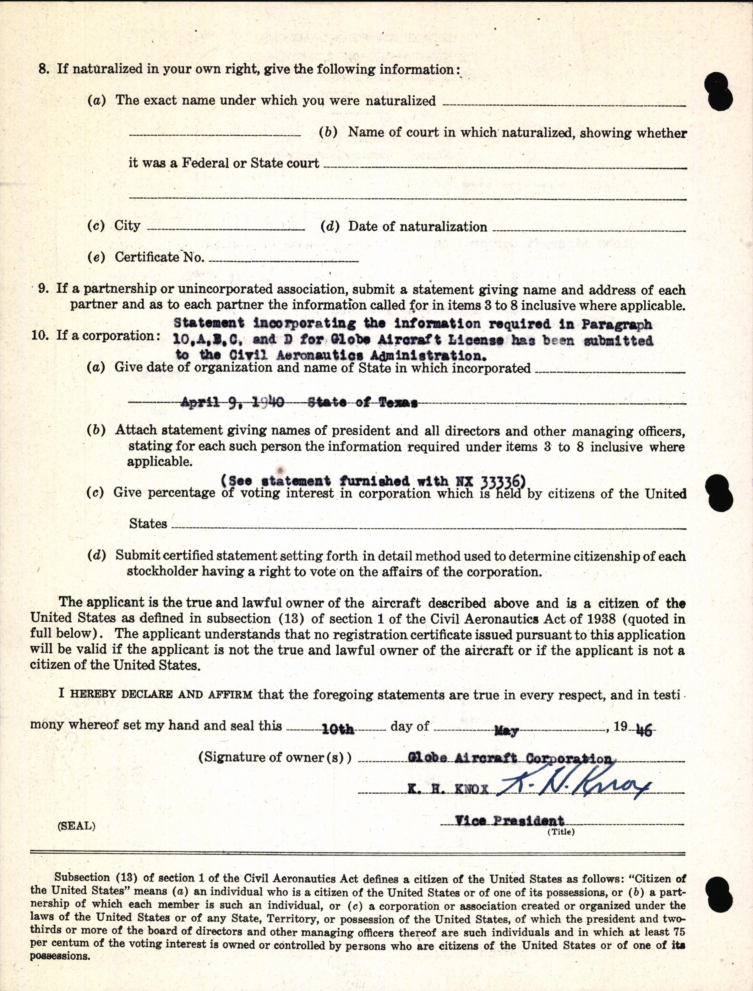 Sample page 10 from AirCorps Library document: Technical Information for Serial Number 107