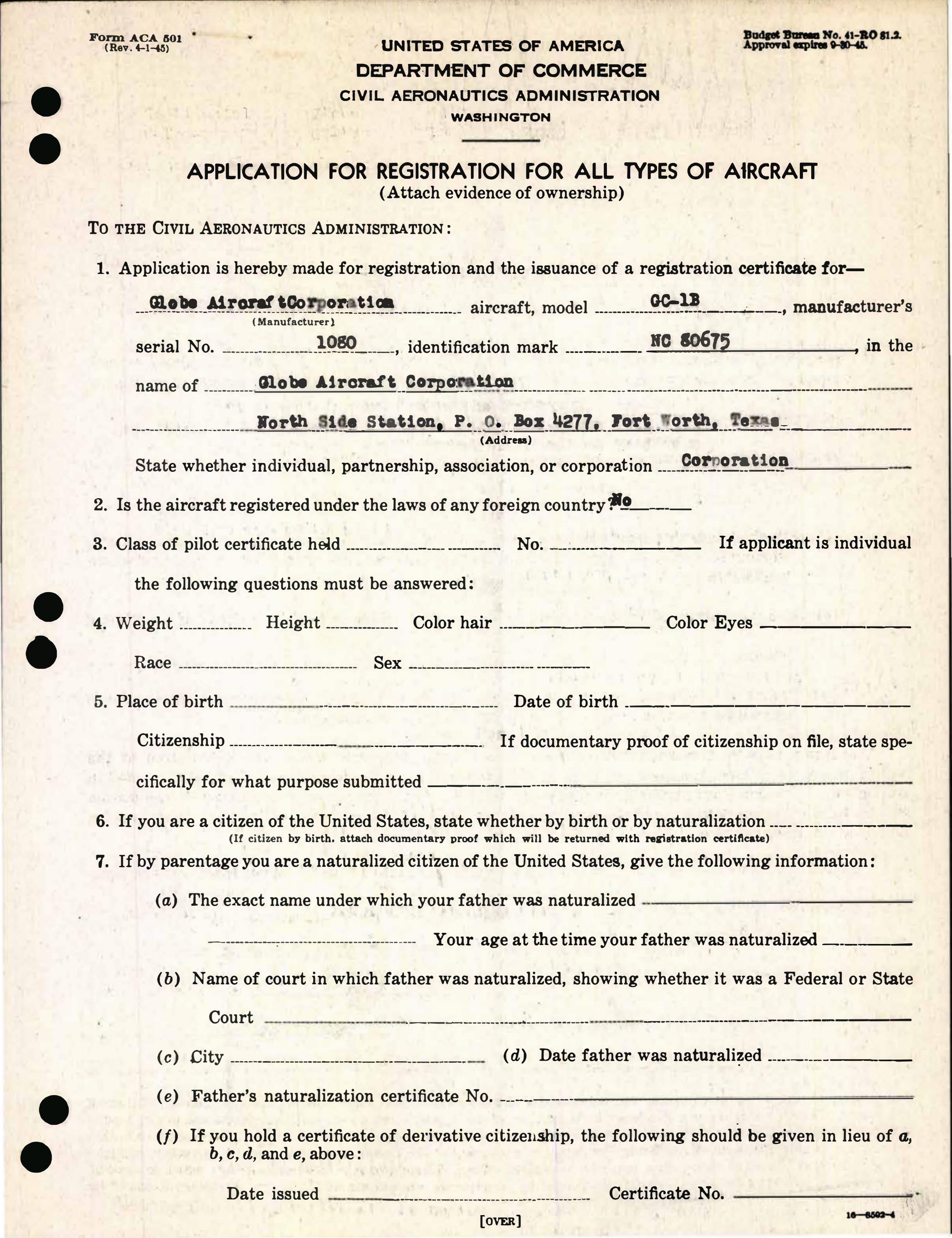 Sample page 3 from AirCorps Library document: Technical Information for Serial Number 1080